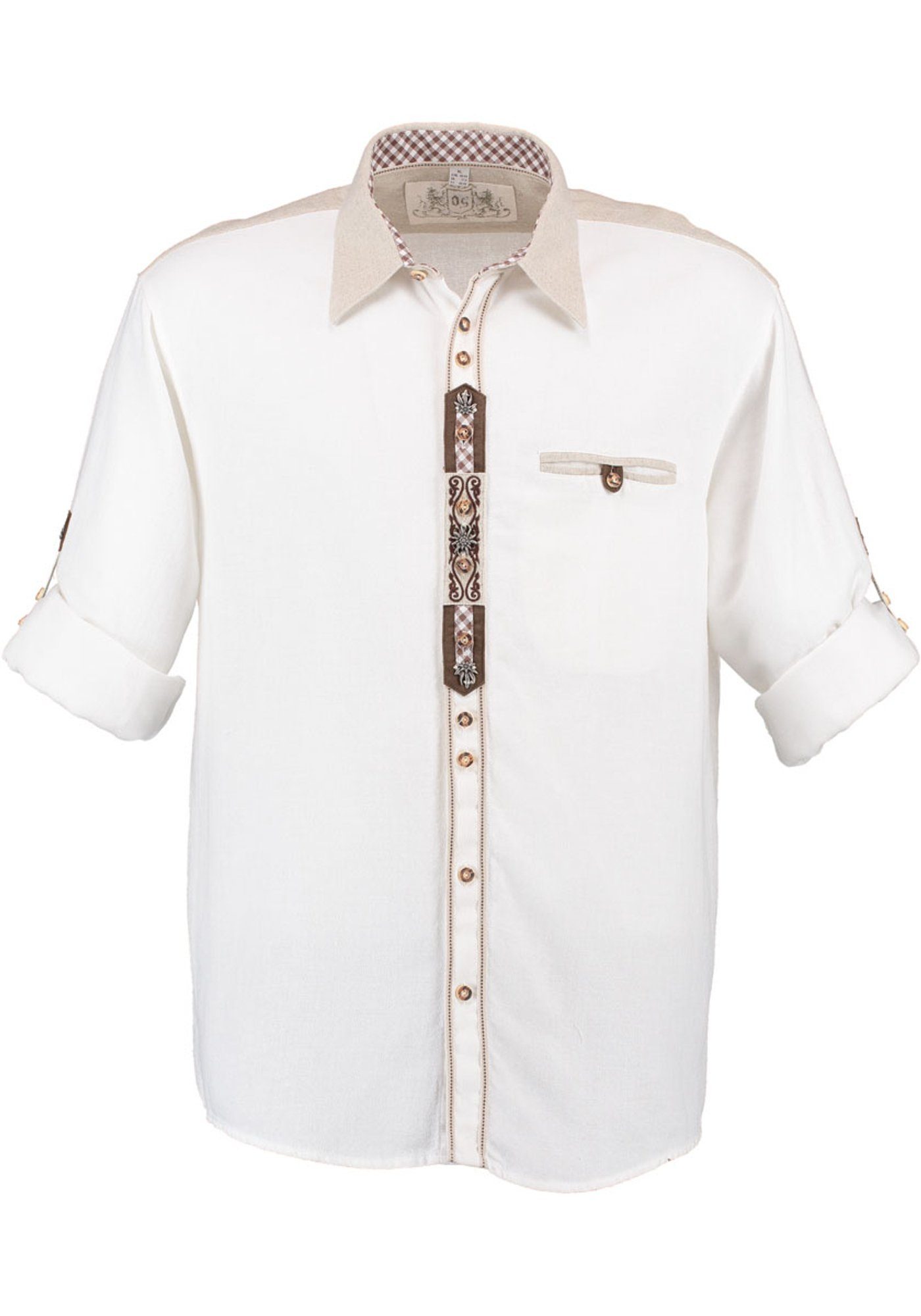 OS-Trachten Trachtenhemd Etuji auf Herren mit Langarmhemd der Knopfleiste Stickerei