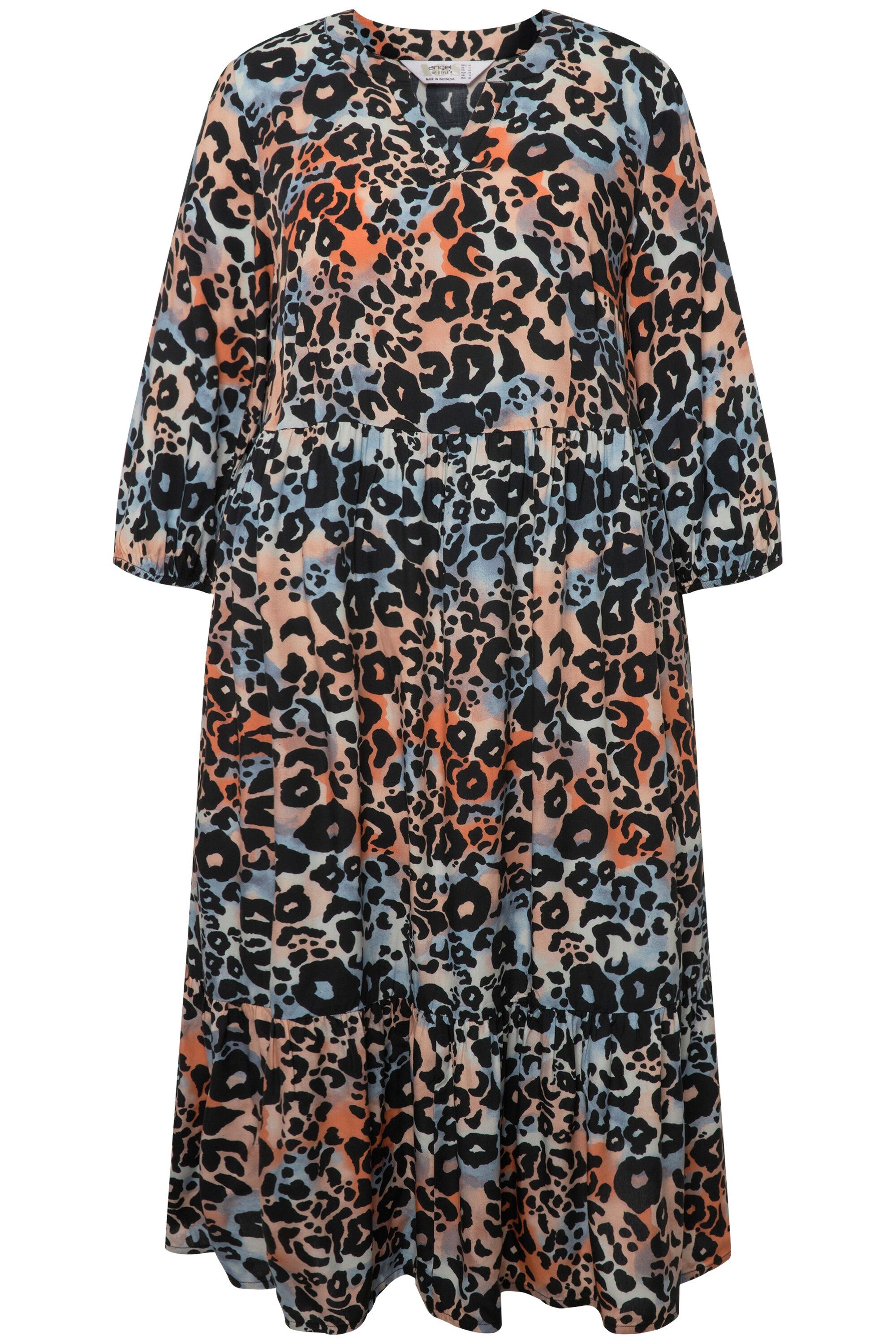 MIAMODA Midikleid Maxikleid A-Linie Leomuster Tunika-Ausschnitt günstig online kaufen
