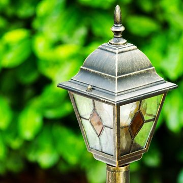 hofstein Außen-Stehlampe »Tuili« Außenleuchte Kandelaber in antikem Look, ohne Leuchtmittel, Aluguss in Braun/Gold mit Klarglas-Scheiben, E27IP44