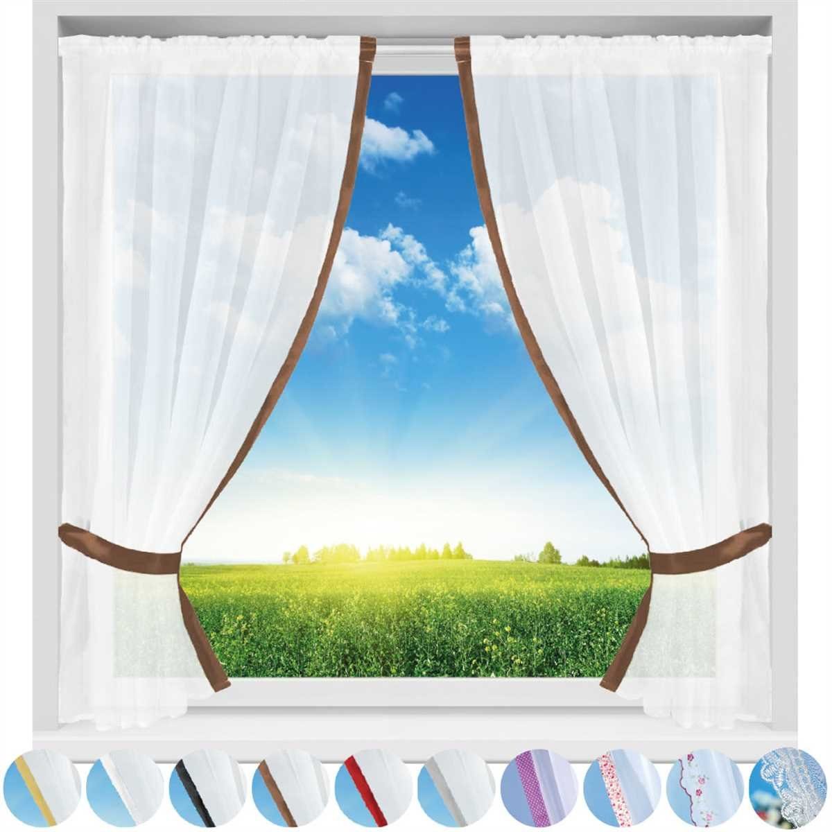 Schlaufenschals, Vorhang, x transparent, Gardinenset 120cm Braun 2 Stangendurchzug, Arsvita, Voile (BxL), (2 140cm Raffhalter)
