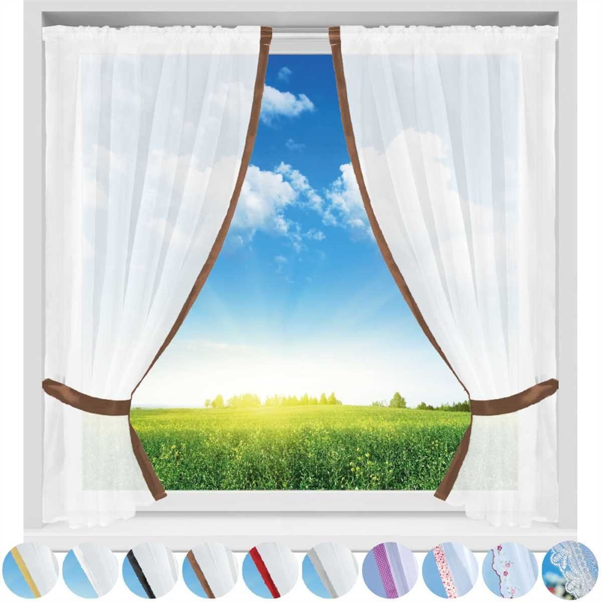 Arsvita Vorhang, Stangendurchzug, transparent, Gardinenset (2 Schlaufenschals, 2 Raffhalter) 140cm x 120cm, Voile
