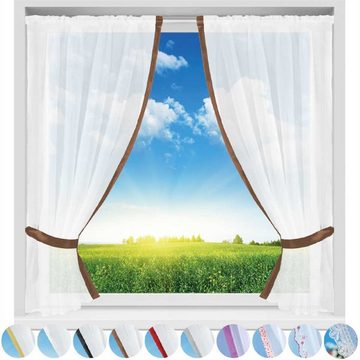 Vorhang, Arsvita, Stangendurchzug, transparent, Gardinenset (2 Schlaufenschals, 2 Raffhalter) 140cm x 120cm (BxL), Voile