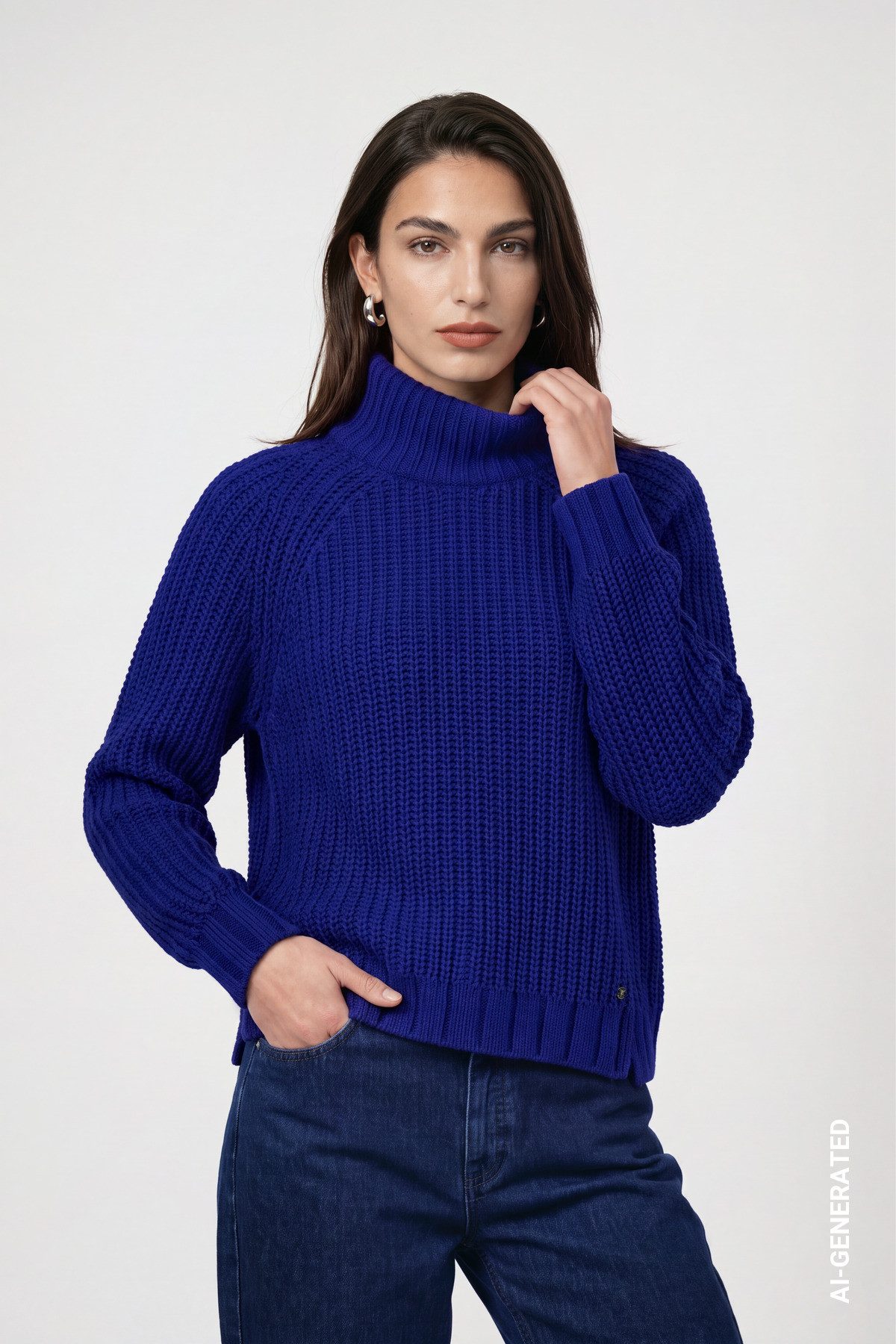 Monari Strickpullover Pullover Basic Chenille Regular fit mit Rollkragen