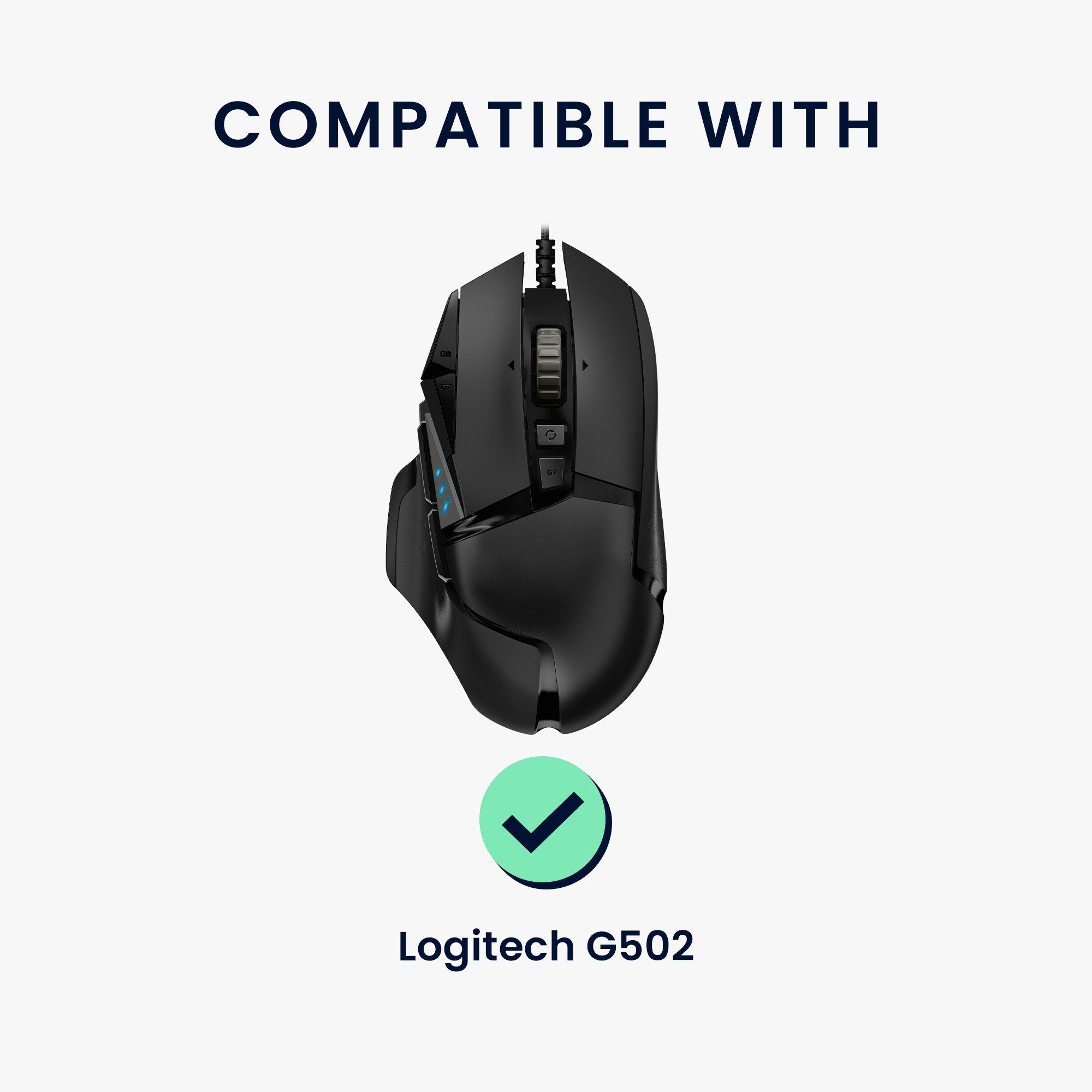 kwmobile Mausfüße Gaming Maus Grip Tape für Logitech G502 (1-St), Maus Rutschfestes Griffband für PC Maus Schwarz