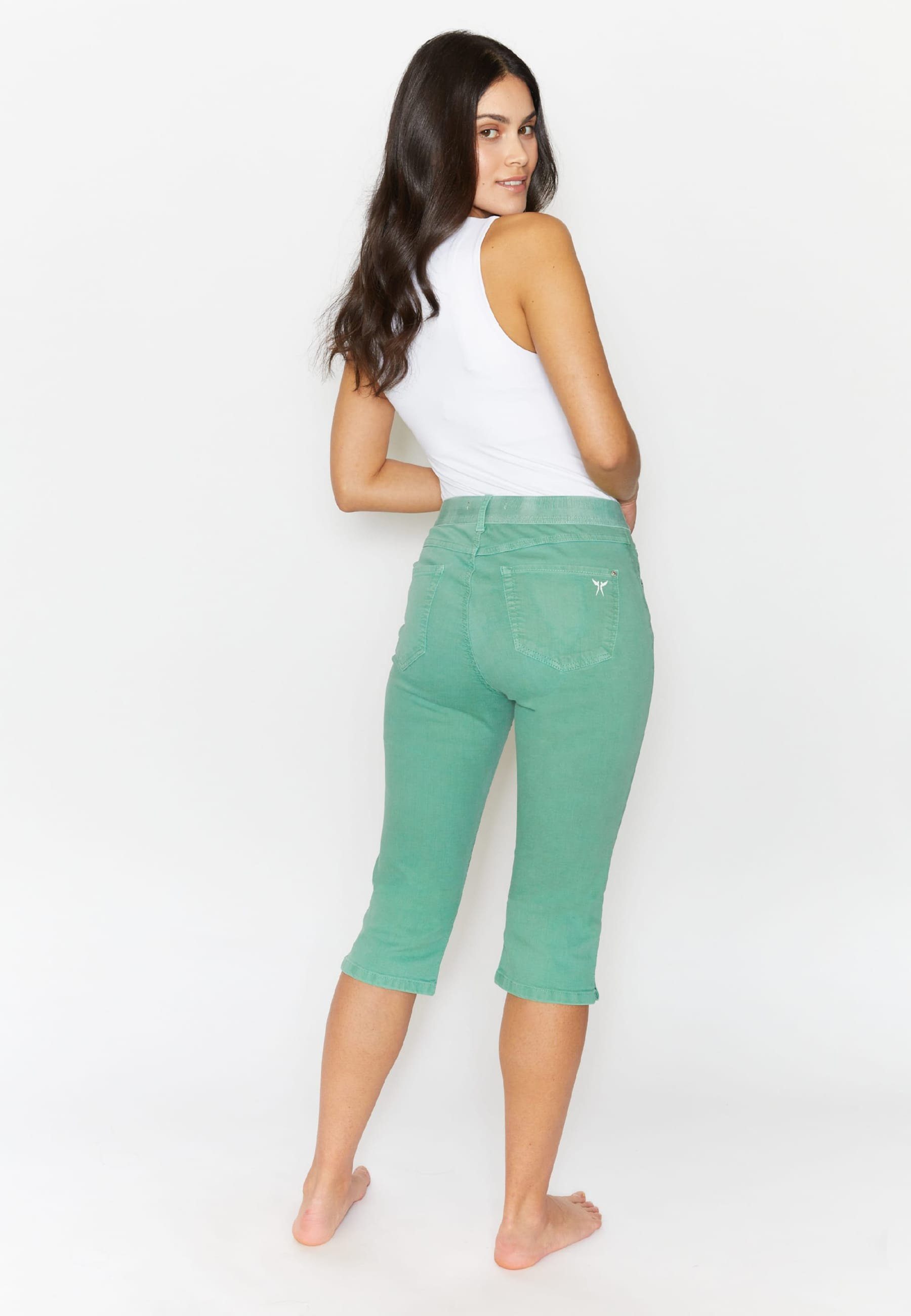 Label-Applikationen Capri Coloured Slim-fit-Jeans mit mit grün Denim ANGELS Jeans OSFA