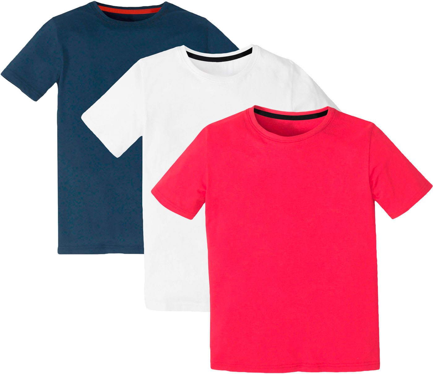 bonprix T-Shirt (Packung, 3-tlg) regular fit Passform, Kurzarm-Design, aus Baumwolle