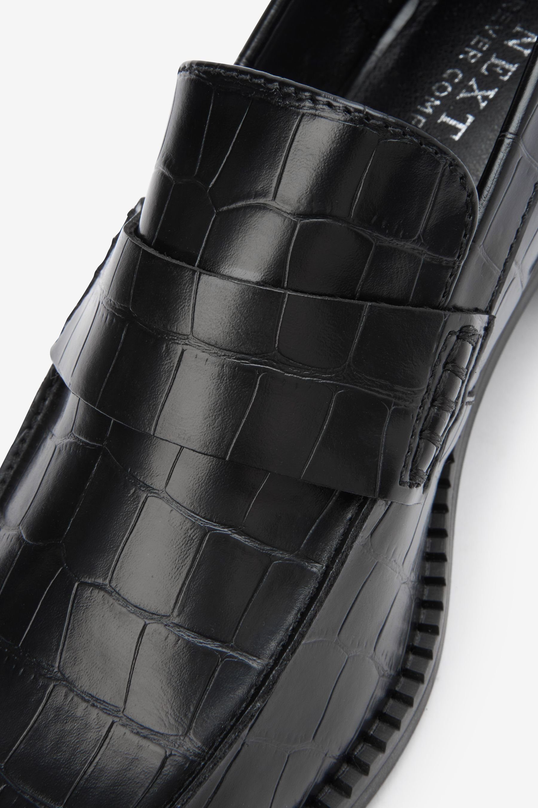 Loafer Black (1-tlg) Next mit Blockabsatz Croc Loafer Forever Comfort