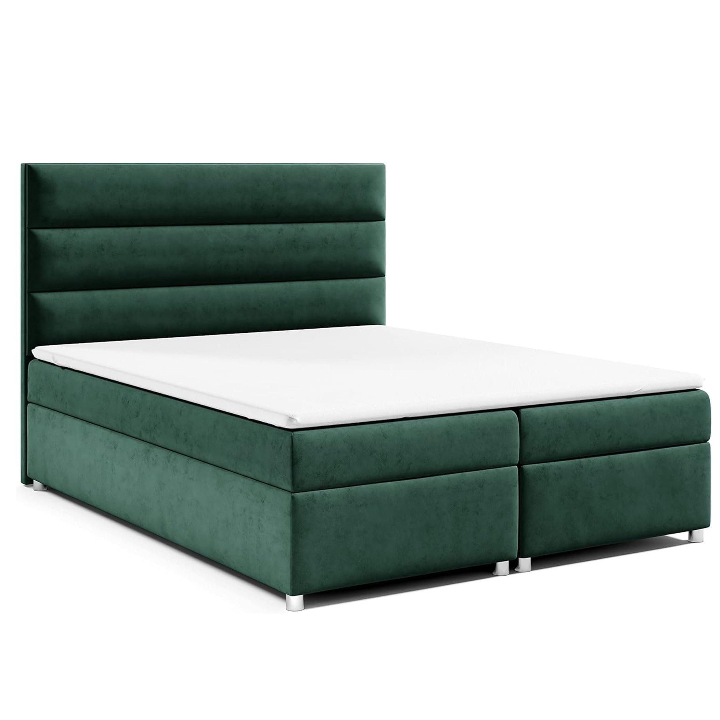 Best for Home Boxspringbett Trinity K-1 LUX – Modern Boxspringbett mit Stauraum & Komfort (Boxspringbett-Set, 1-St., Komplettes Boxspringbett-Set inklusive Matratze und Topper), Ergonomischer Schlafkomfort, großer Stauraum