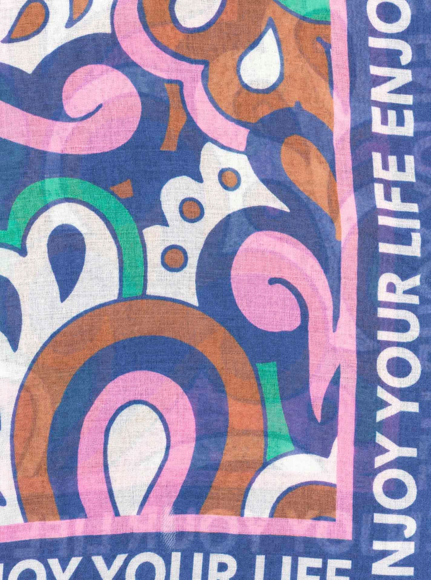 Zwillingsherz Schal "Flower Paisley", farbenfroh, transparent, mit Schriftzug