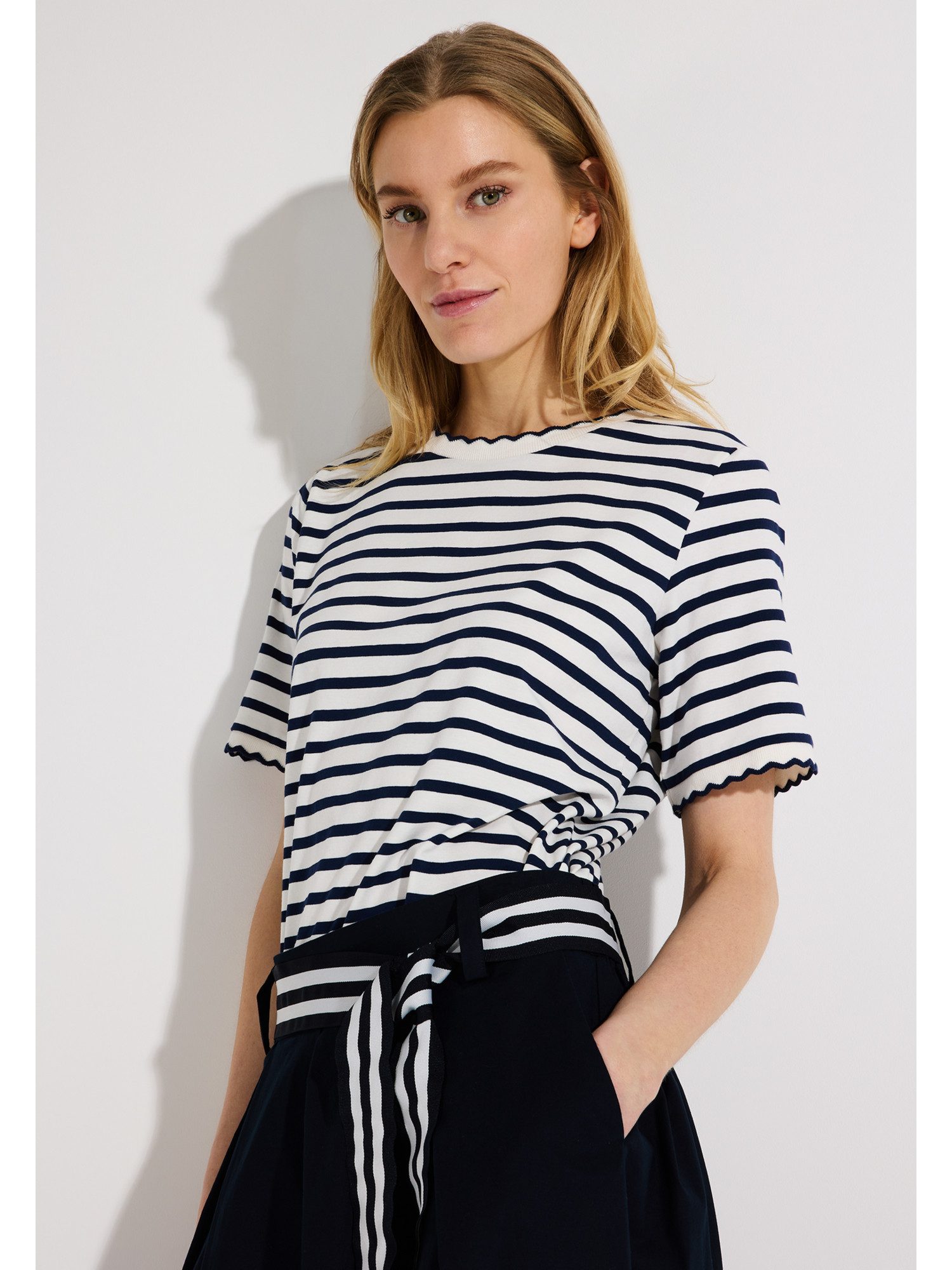 MORE&MORE Kurzarmshirt maritimes Basic-Shirt, gestreift günstig online kaufen