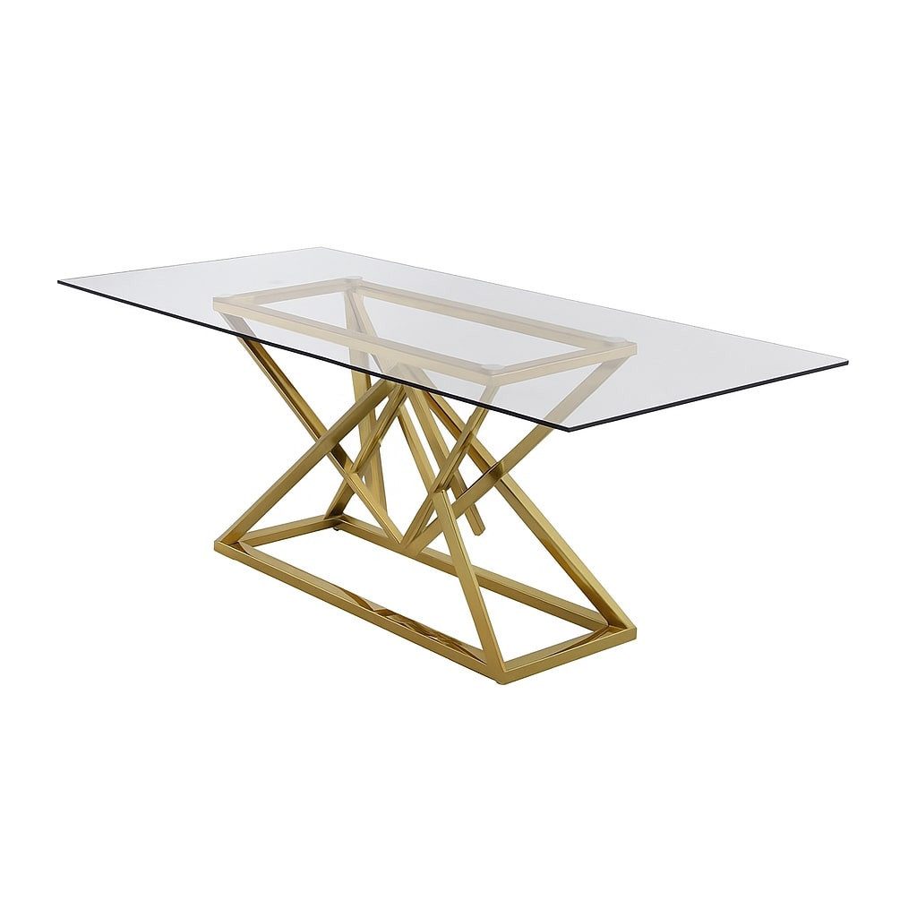 JVmoebel Esstisch Moderner Glastisch mit Edelstahlgestell für stilvolles Esszimmer (1-St., Esstisch), Made in Europa