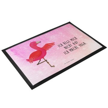 Fußmatte 60 x 90 cm Flamingo Yoga - Aquarell Pink - Geschenk, Tiefenentspannun, Mr. & Mrs. Panda, Höhe: 0 mm