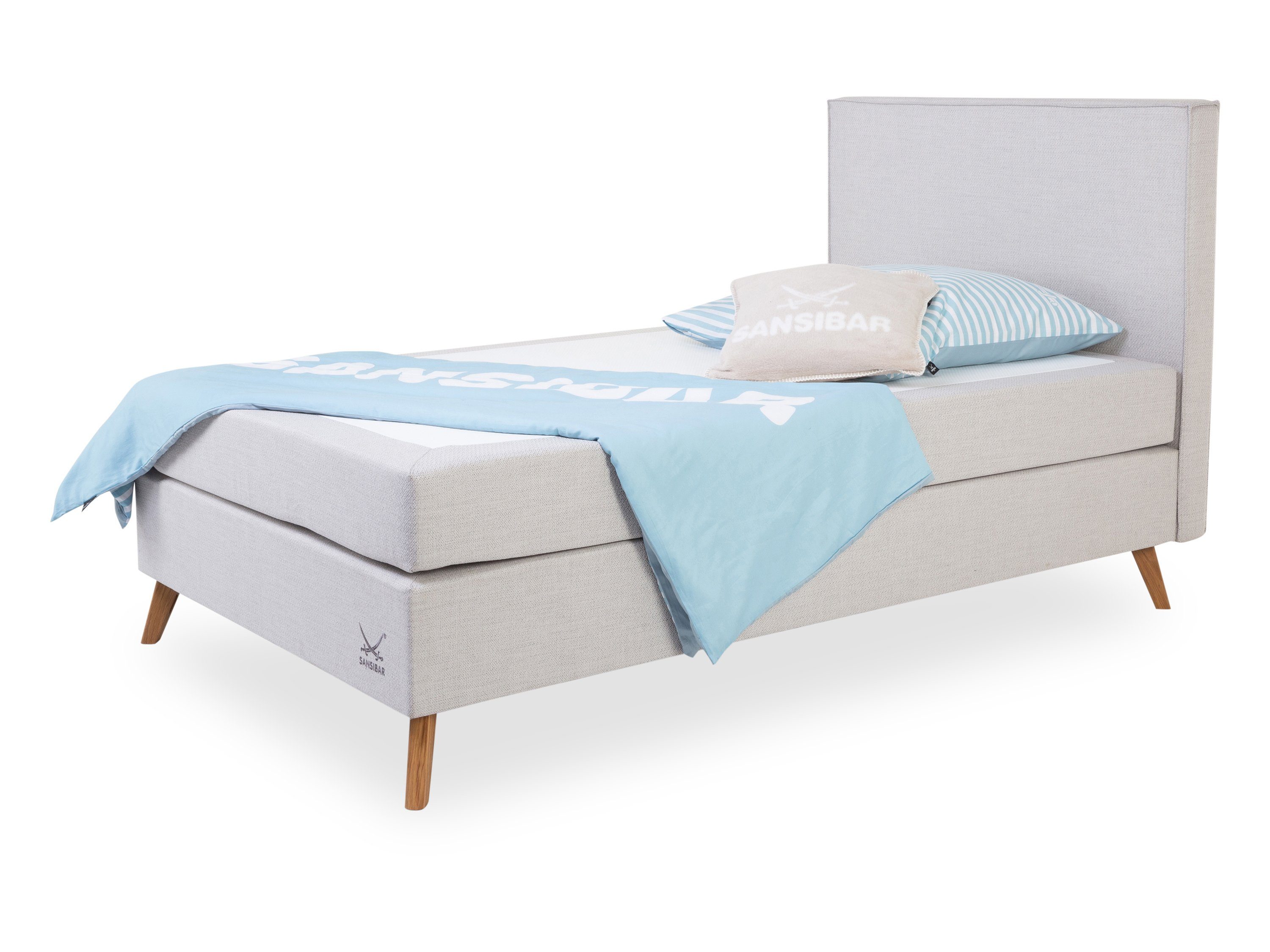 SANSIBAR Living Boxspringbett Boxspringbett SANSIBAR POEL LF 120x200 cm silber Box-Spring-Bett