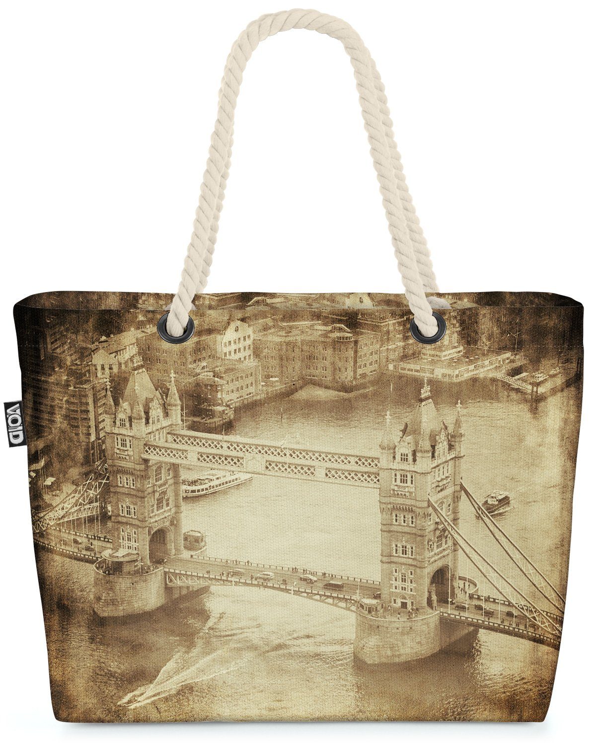 London Vintage Britain Vere (1-tlg), Tower Großbritannien Retro England Bridge Strandtasche VOID