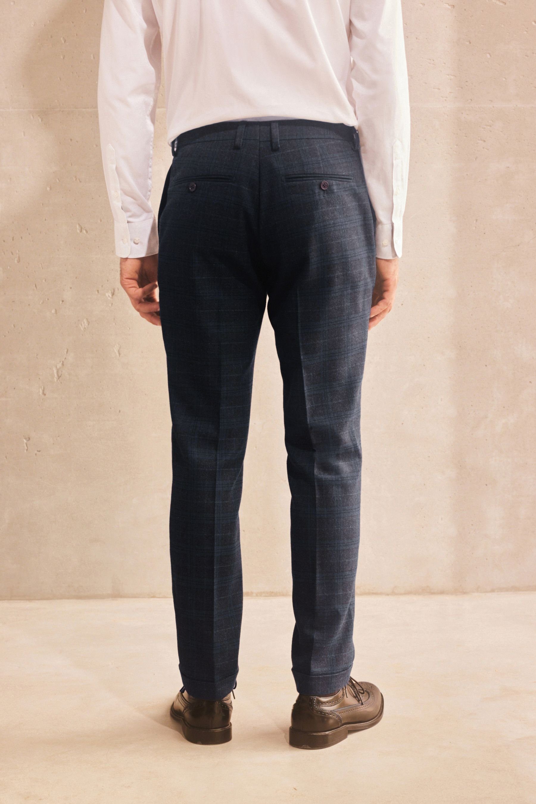 Skinny-Fit-Hose Anzughose (1-tlg) mit Karierter Next Anzug Besatz: