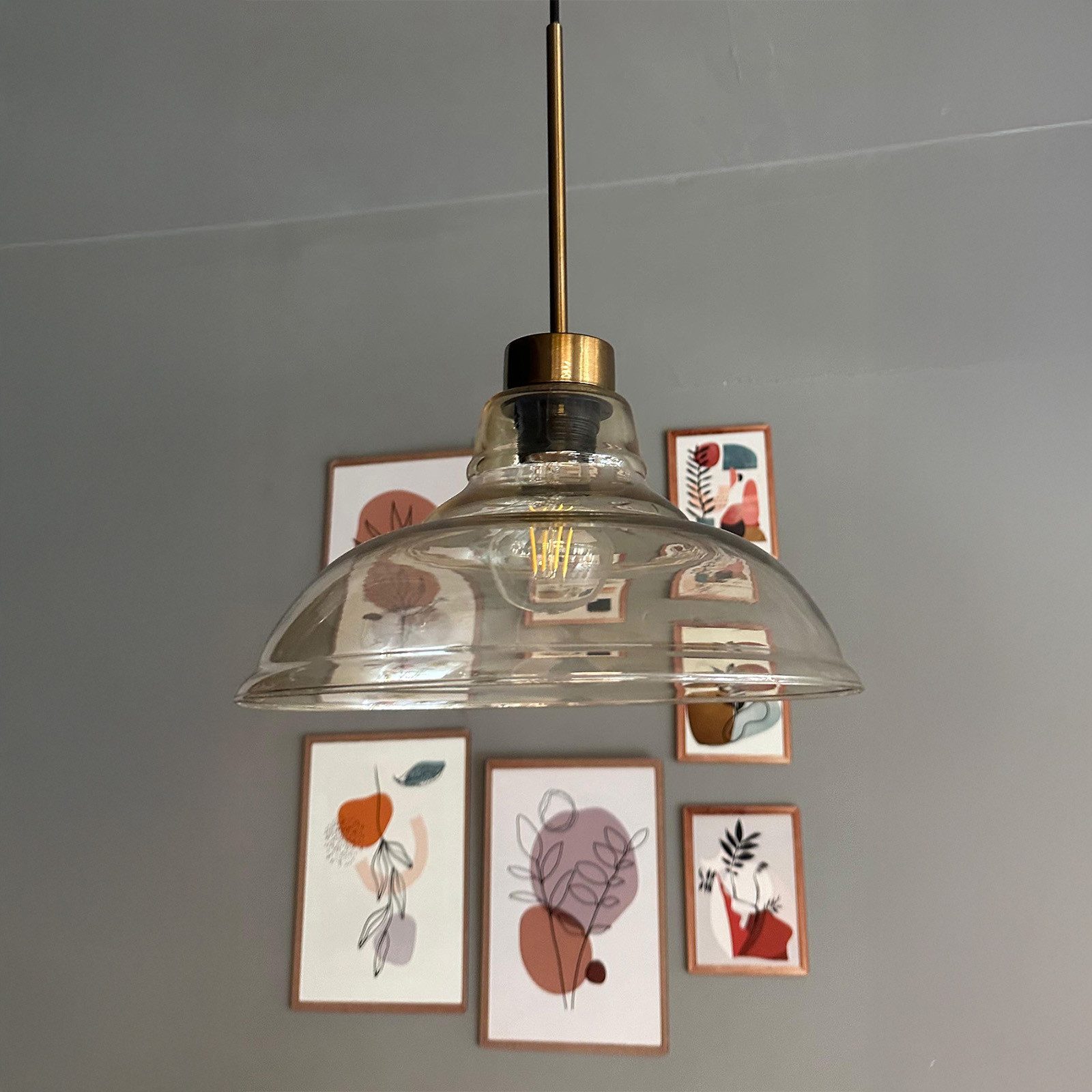 Bamyum Pendelleuchte Vishi Einzelner Glas-Kronleuchter Retro Pendelleuchte, ohne Leuchtmittel