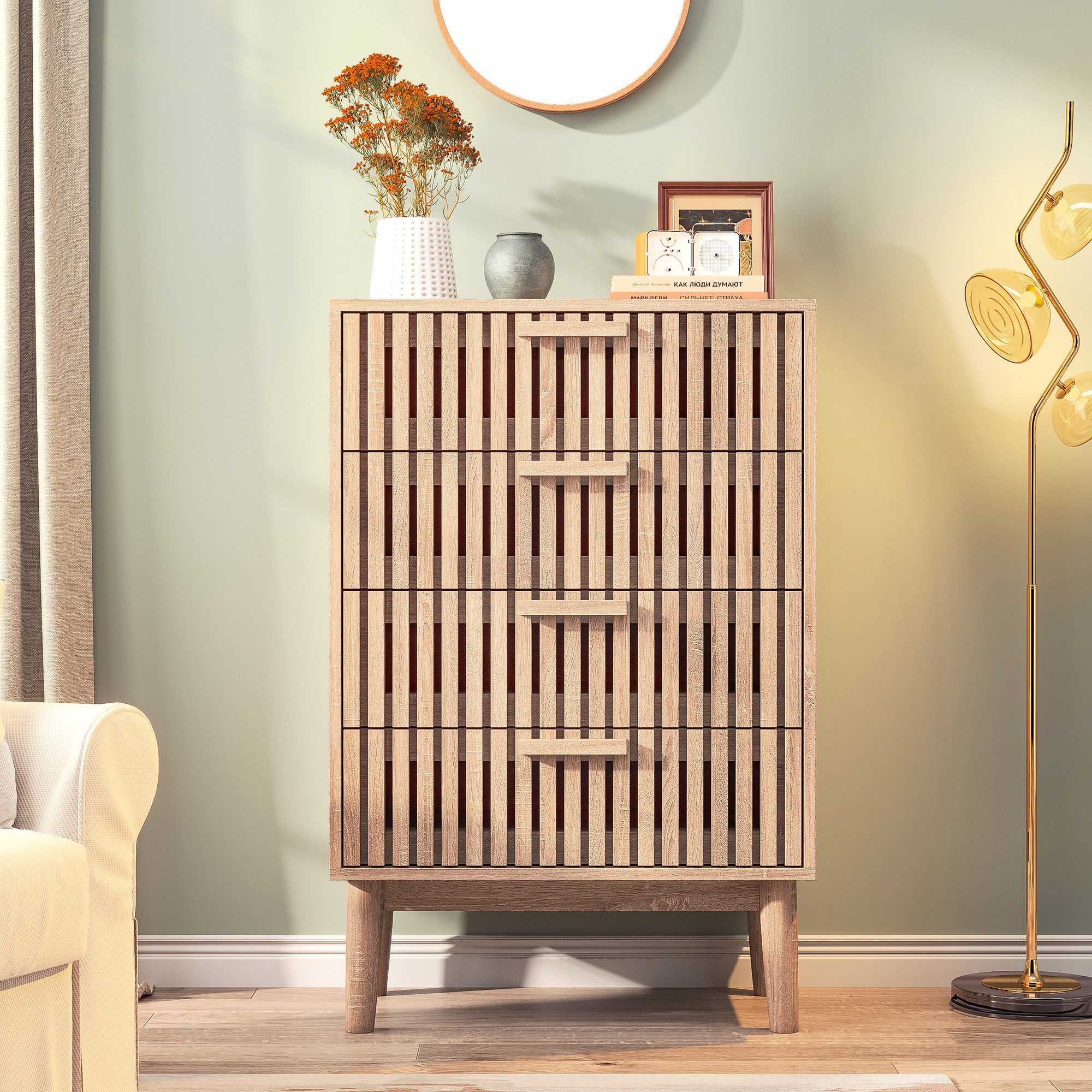 Simurq Kommode mit 4 / 6 Schubladen, Komodenschrank, für Wohnzimmer Schlafzimmer