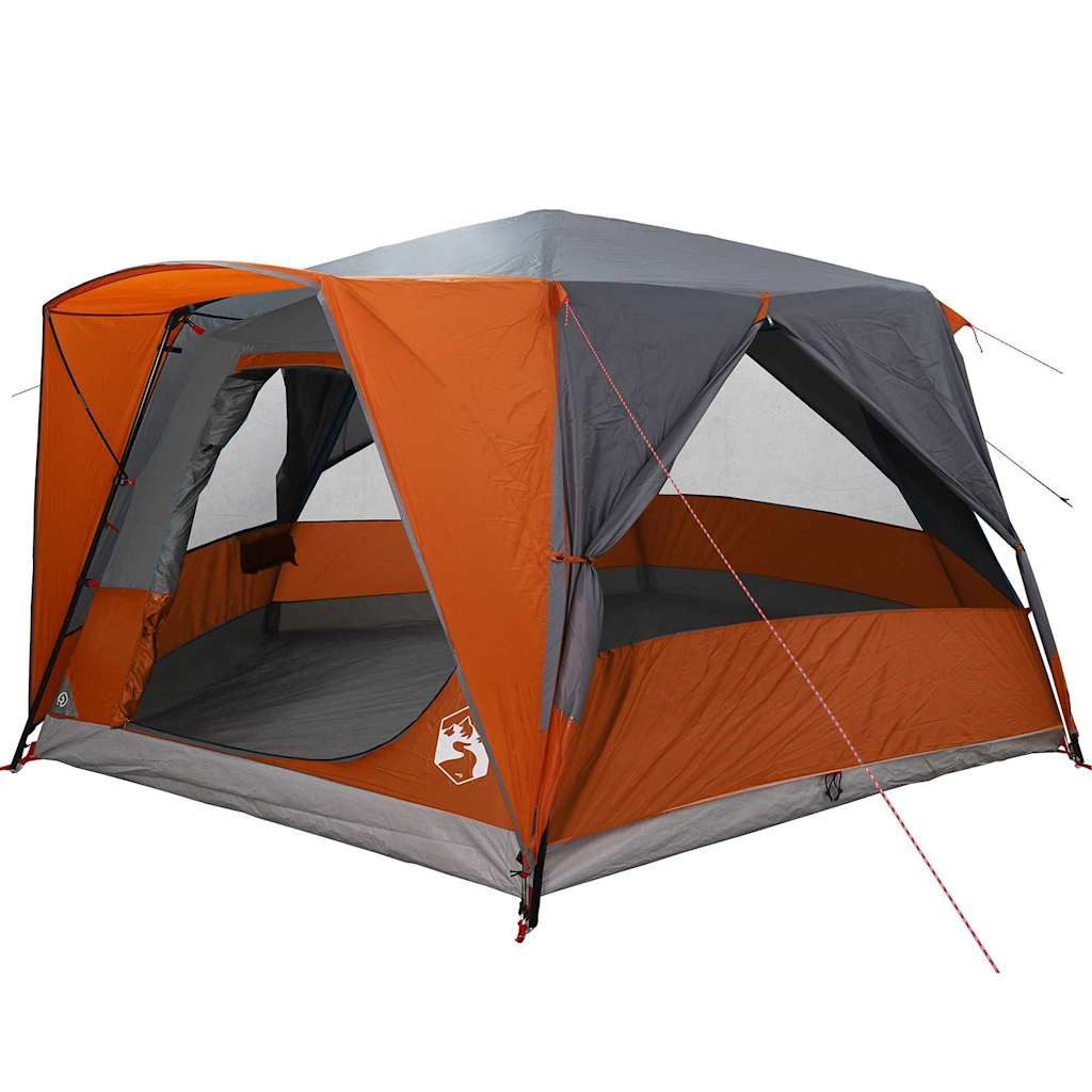 vidaXL Tunnelzelt Kabinenzelt für 7 Personen Grau und Orange 400 x 350 x 212 cm, (1 tlg)