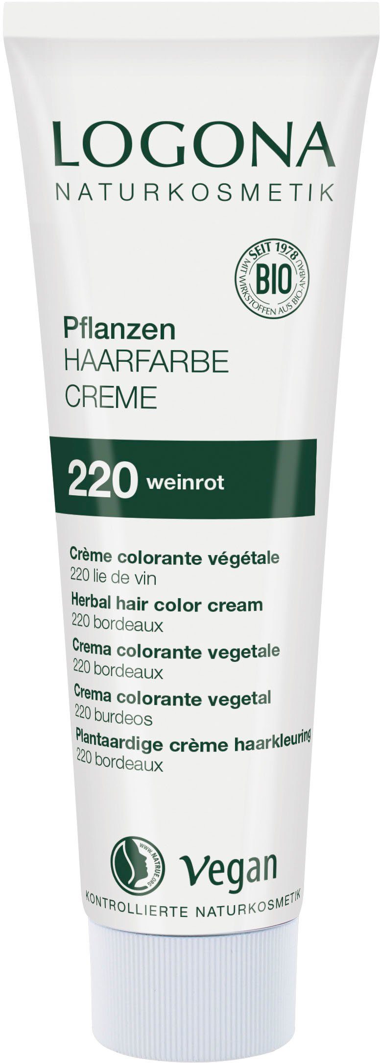 LOGONA Haarfarbe Logona Pflanzen-Haarfarbe Creme 220 weinrot