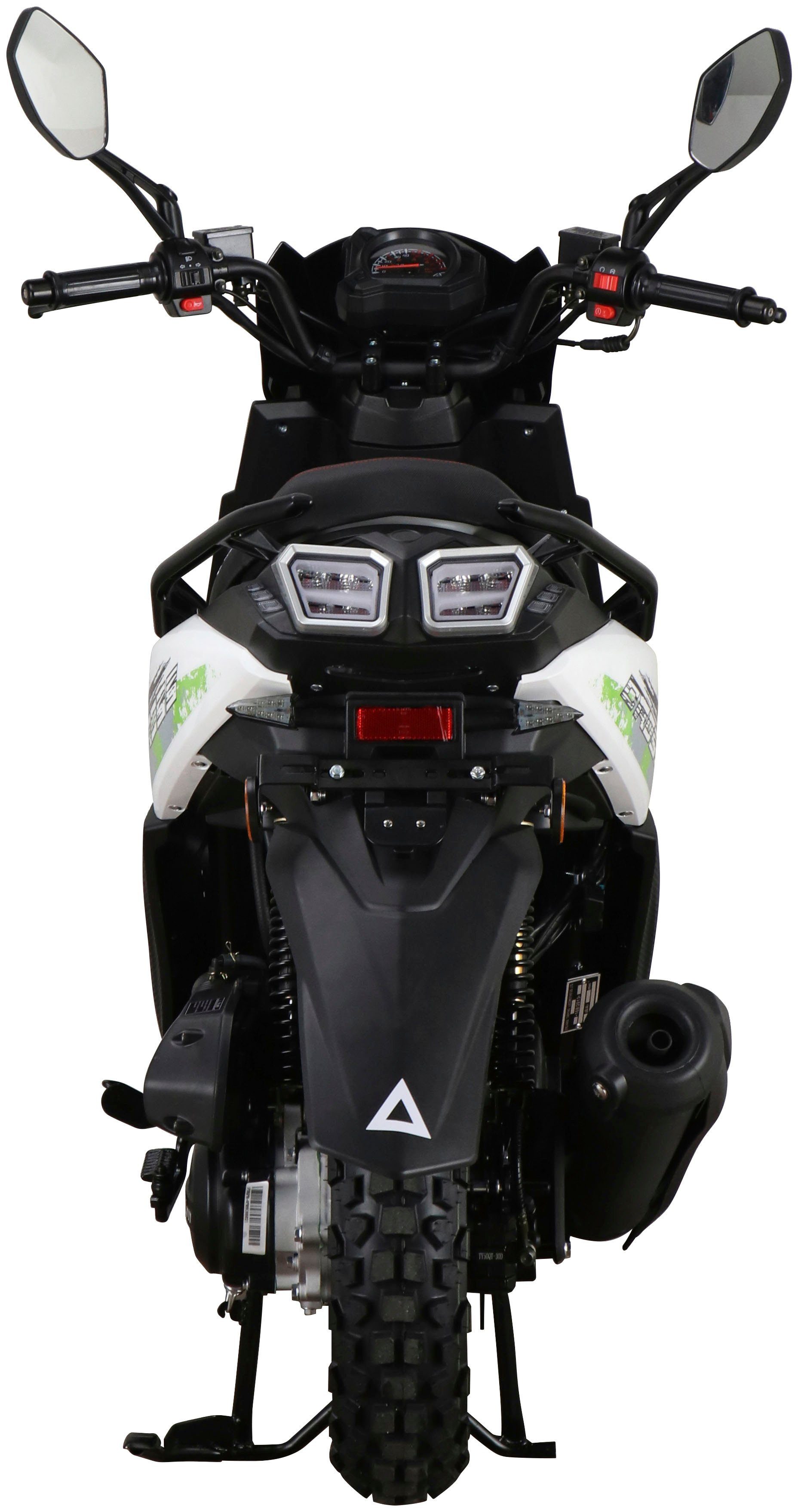 GT UNION Motorroller PX Topcase), Topcase 2.0 5, weiß/grün mit inkl. km/h, tlg., 50-45, 2 45 55 ccm, Euro Cross-Concept (Komplett-Set, 50