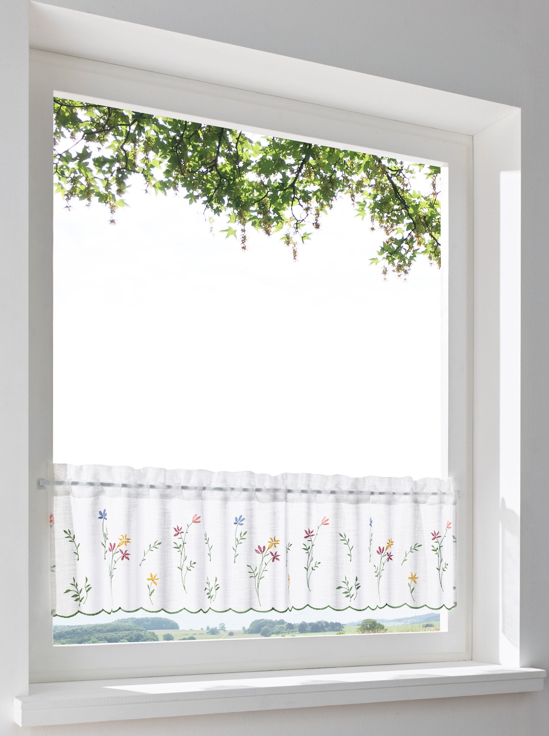 heine Gardine Scheibengardine (1 St), Stangendurchzug, halbtransparent, Kurzgardine