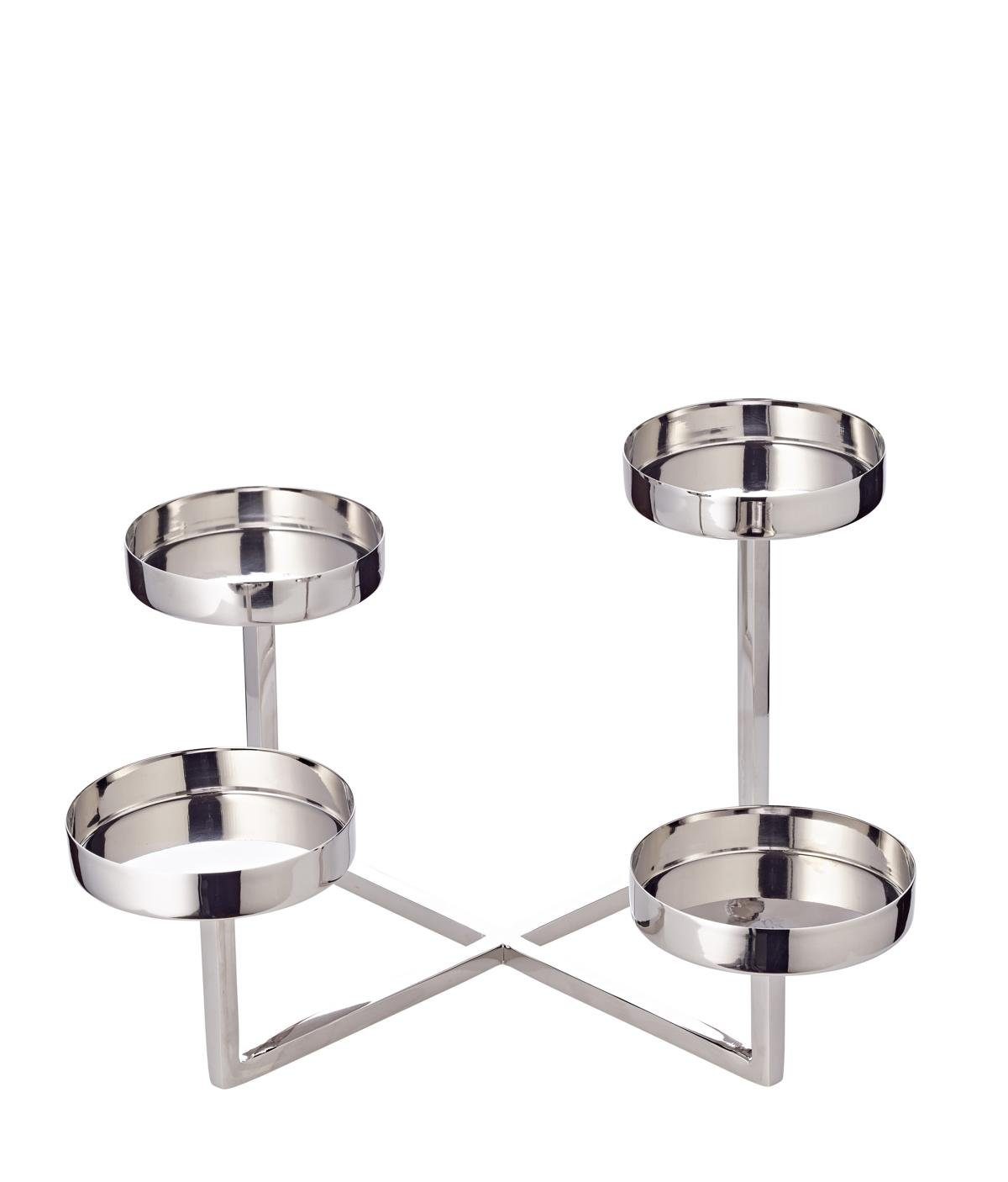 EDZARD Adventskranz Pamplona, Silber-Optik, Edelstahl, vernickelt, für Stumpenkerzen, H 14 cm