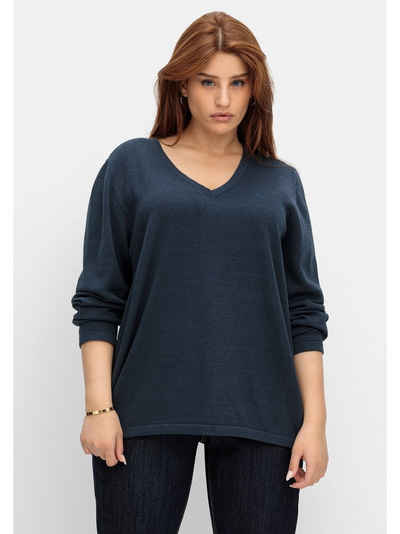 Sheego V-Ausschnitt-Pullover Große Größen mit V-Ausschnitt, in Petite Passform