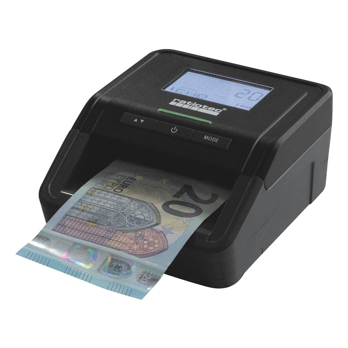 RATIOTEC Geldscheinprüfgerät Smart Protect Plus, Banknotenprüfgerät für EUR, GBP, CHF, mit Zählfunktion