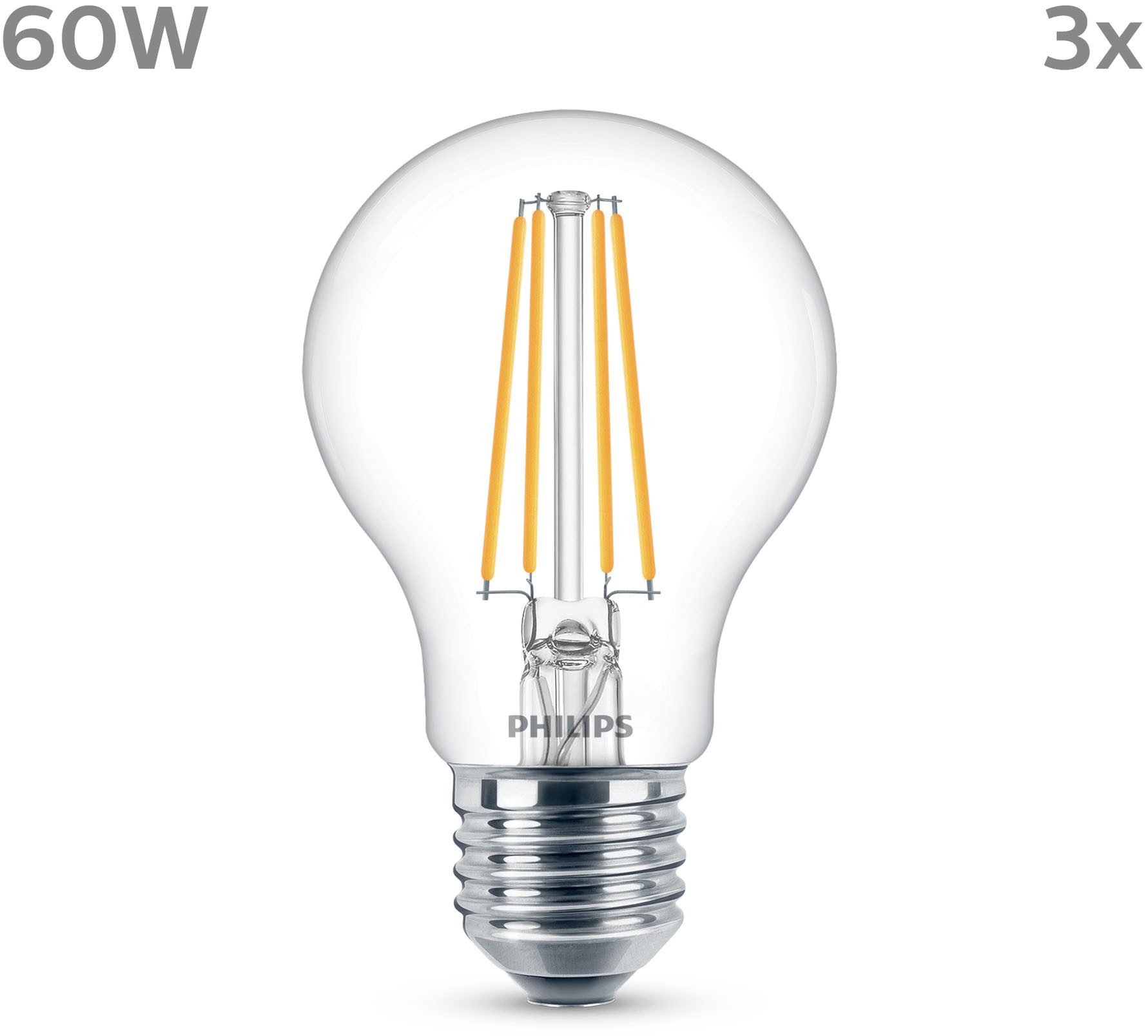 LED-Leuchtmittel LED classic Lampe 60W E27 neutralweiß 3er Pack