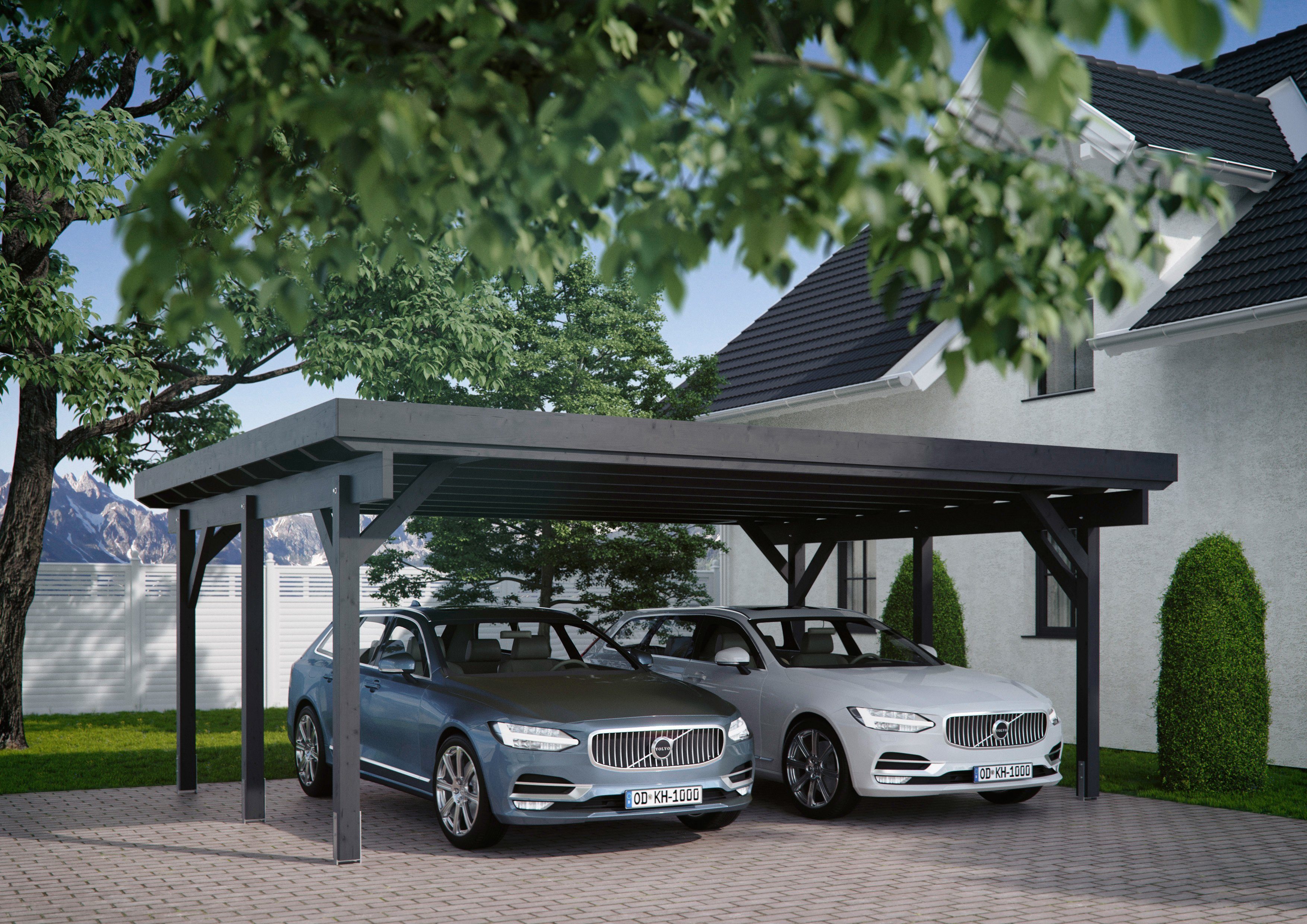 Kiehn-Holz Doppelcarport KH 310 / KH 311, BxT: 634x504 cm, 213 cm Einfahrtshöhe, Stahl-Dach, versch. Farben