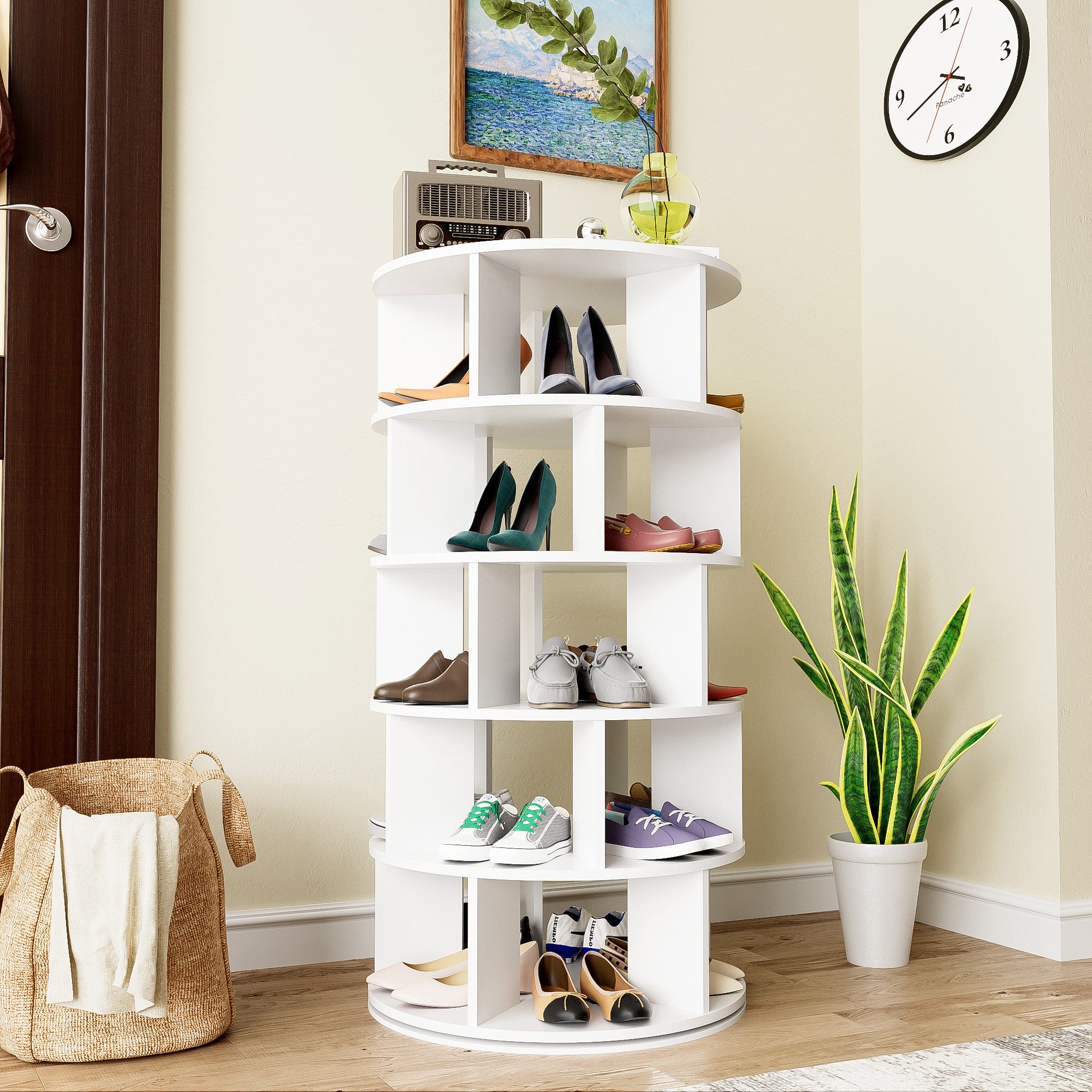 Furnishings Home Schuhregal Schuhschrank 360° Drehbarer Ablageregal 5 Schuhständer, Höhe 115 cm, 25 Ablagefächer, Mehrschichtiger Stauraum