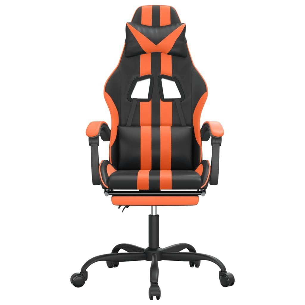 Kunstleder mit vidaXL Gaming-Stuhl Orange Schwarz Drehbar Fußstütze Bürostuhl