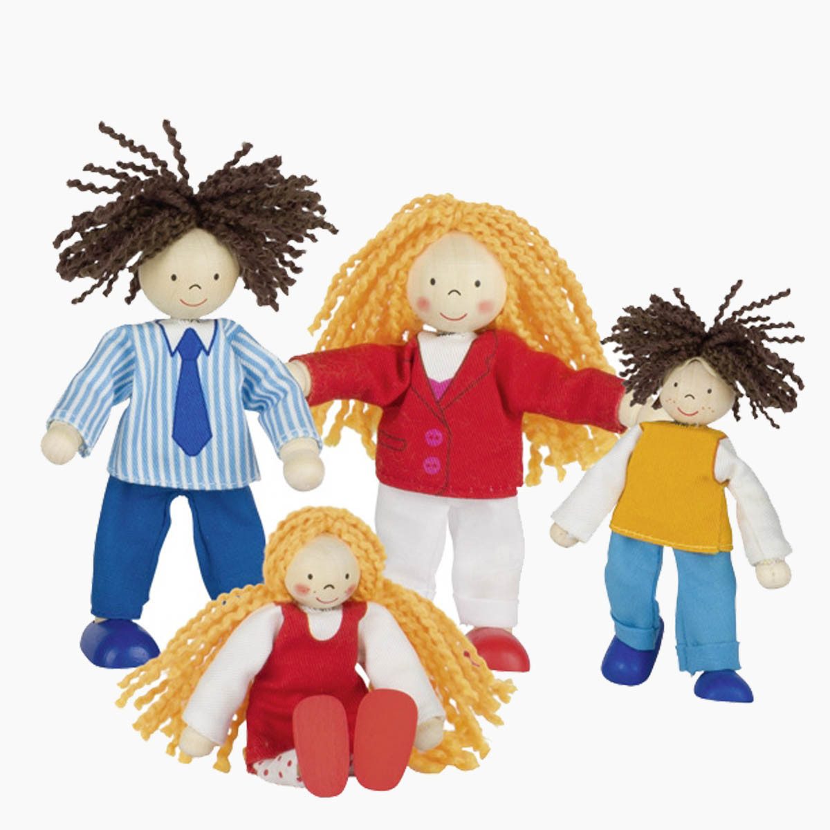 goki Biegepuppe Biegepuppen Lifestyle Familie 4 Teilig (Spar-Set, 4-tlg., 4 Teilig), Figuren sitzen, stehen und Posen einnehmen