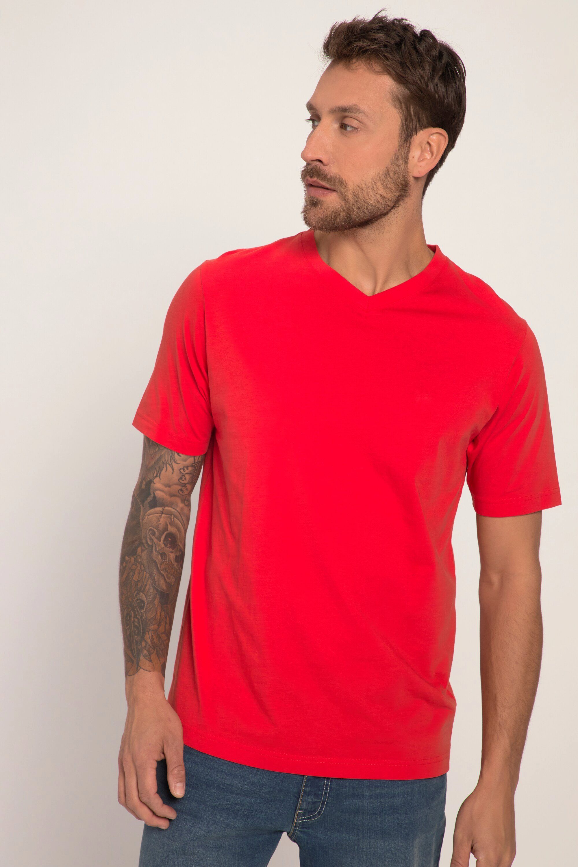 JP1880 T-Shirt T-Shirt Basic V-Ausschnitt bis 8XL paprikarot