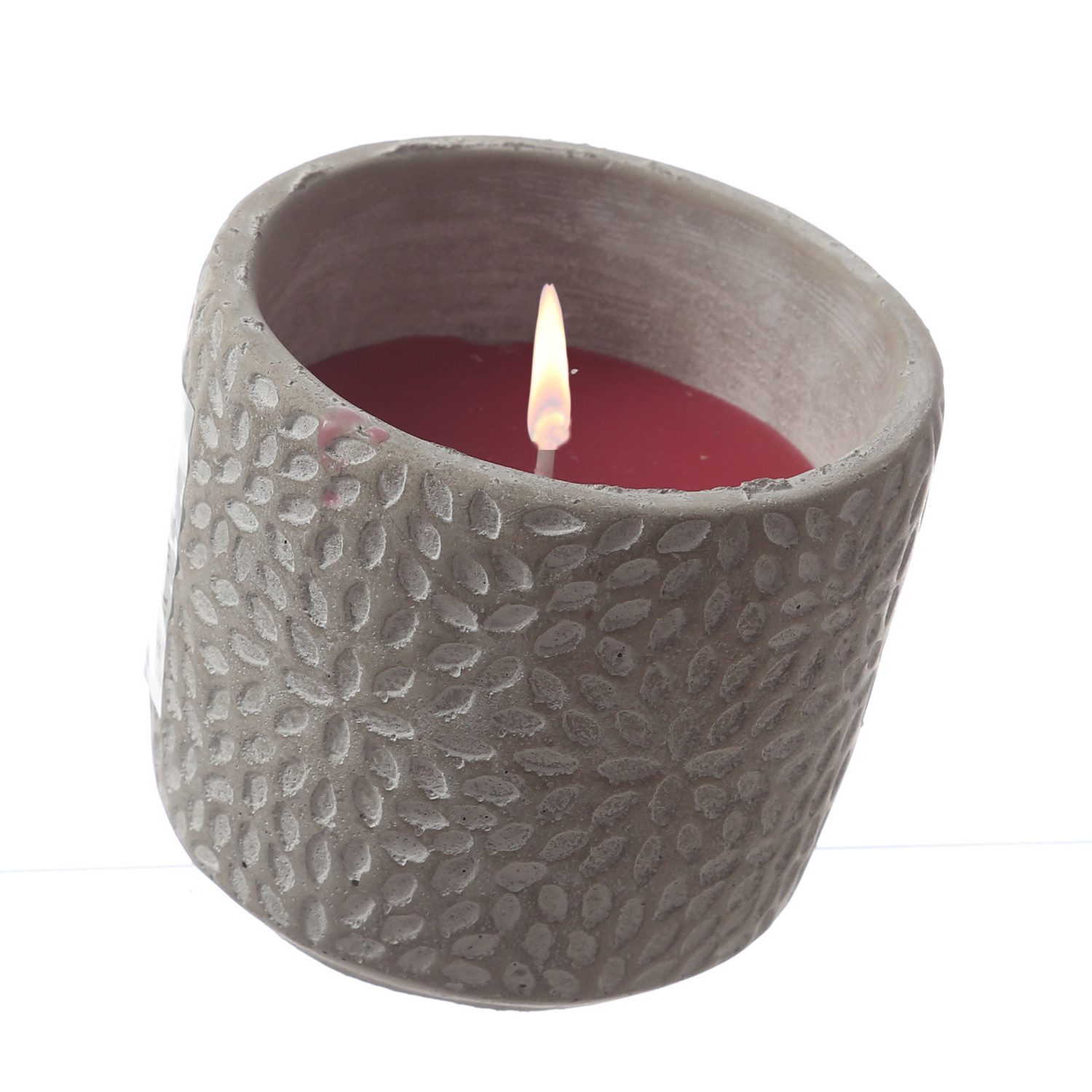 MARELIDA LED-Kerze Duftkerze Citronella Echtwachskerze im Betontopf Outdoorkerze rot (1-tlg)