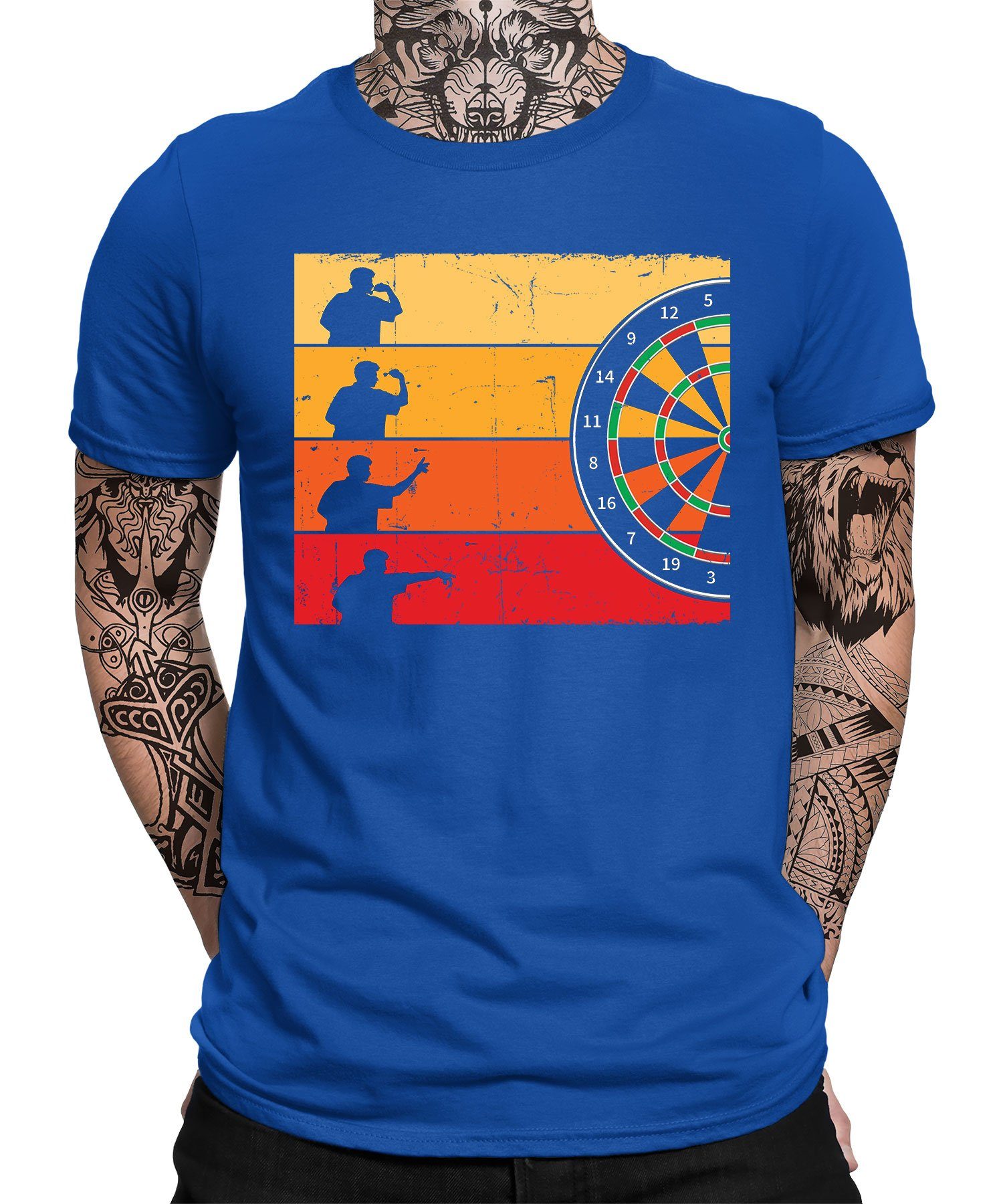 - Herren Kurzarmshirt (1-tlg) T-Shirt Dartspiel Formatee Dart Dartspieler Blau Quattro Dartpfeil Dartscheibe