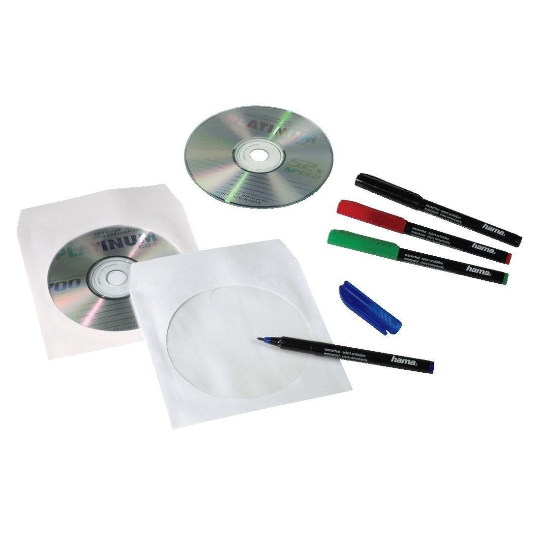 Hama CD-Hülle CD-, DVD Papier Schutzhüllen, Weiß, 100er Pack, Leerhülle aus Papier