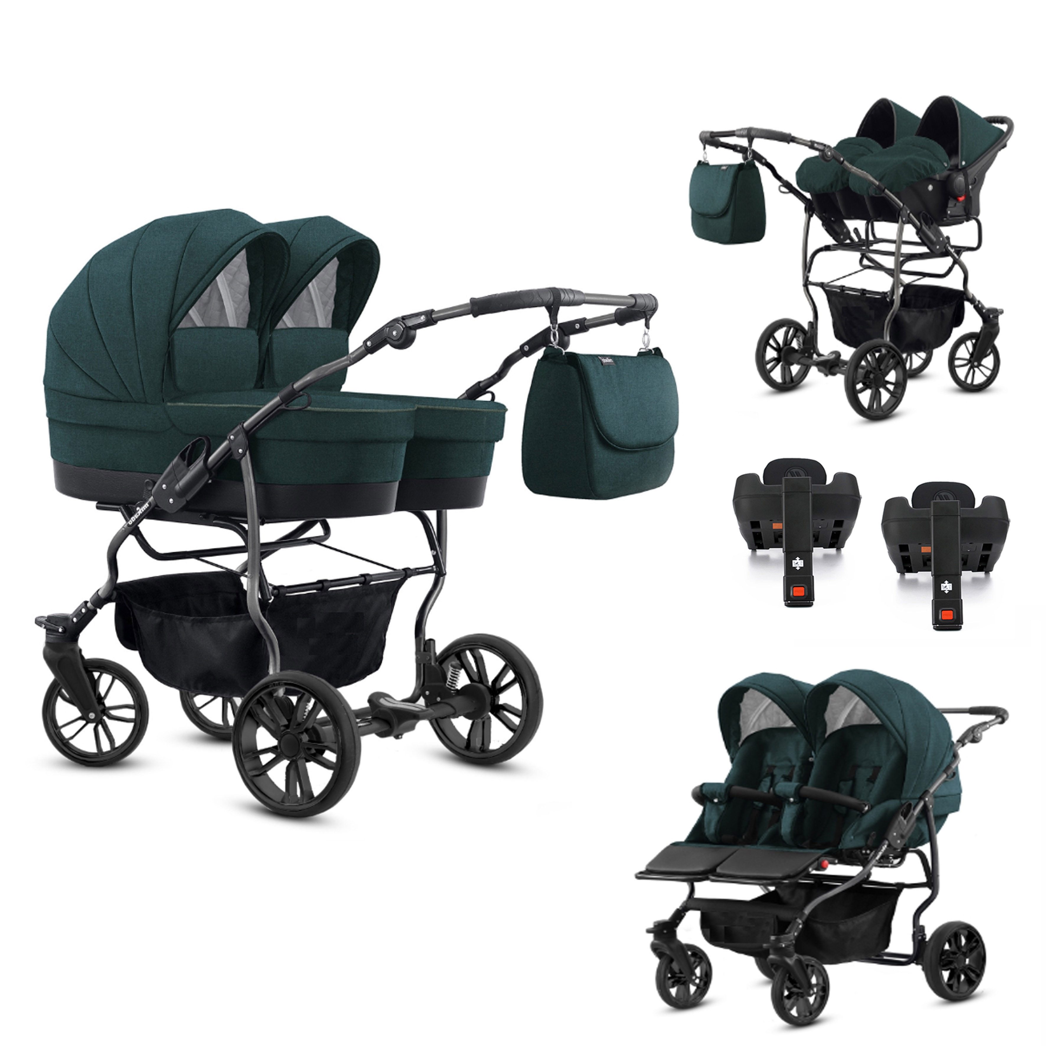 Zwillingswagen Twin Lux 5 in 1 inkl. Sportsitze, Autositze und Isos in 7 Farben
