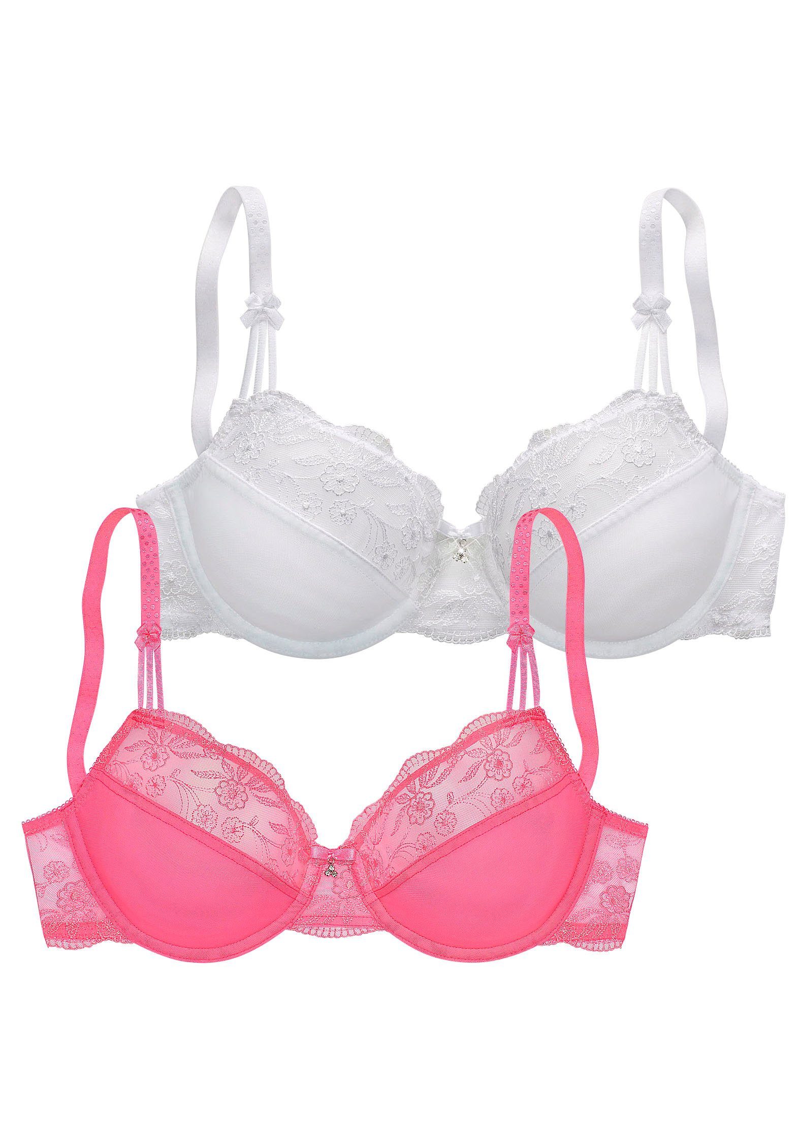Nuance by Lascana Bügel-BH (Packung, 2 Stück) mit Stickereispitze, als Dessous-Set kombinierbar, große Größen – Bild 2 von 5