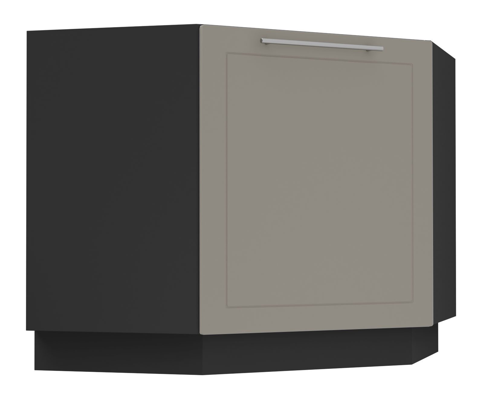 Feldmann-Wohnen Eckschrank Kvantum (Türscharniere mit Soft-Close-Funktion, 1-St., Fronten mit dekorativen Fräsungen und leicht abgerundeten Ecken) 90x50x82cm schwarz - beige matt (Q-D12R/90)