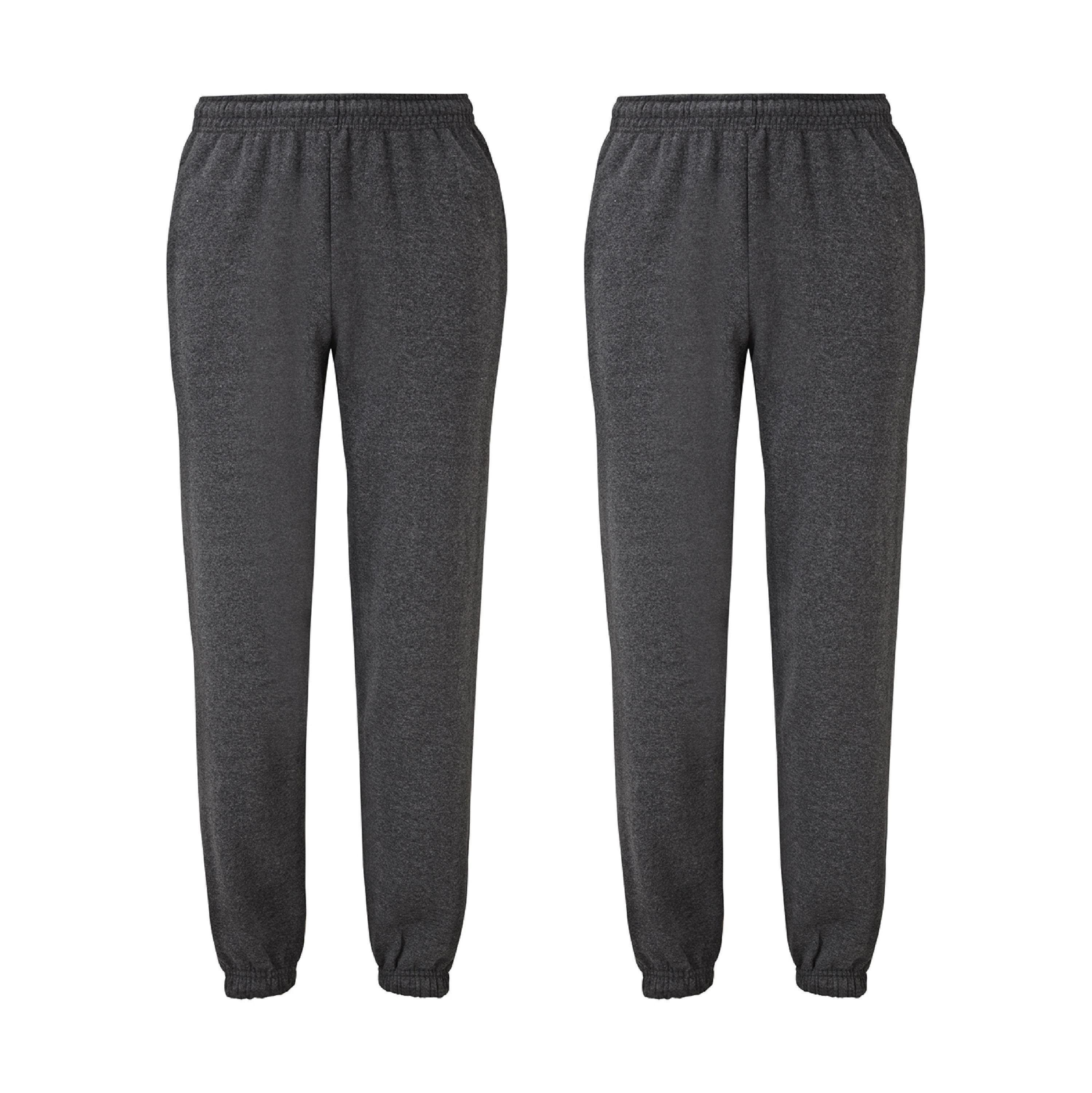 Fruit of the Loom Homewearhose Classic Elasticated Cuff Jog Pants dunkelgrau meliert