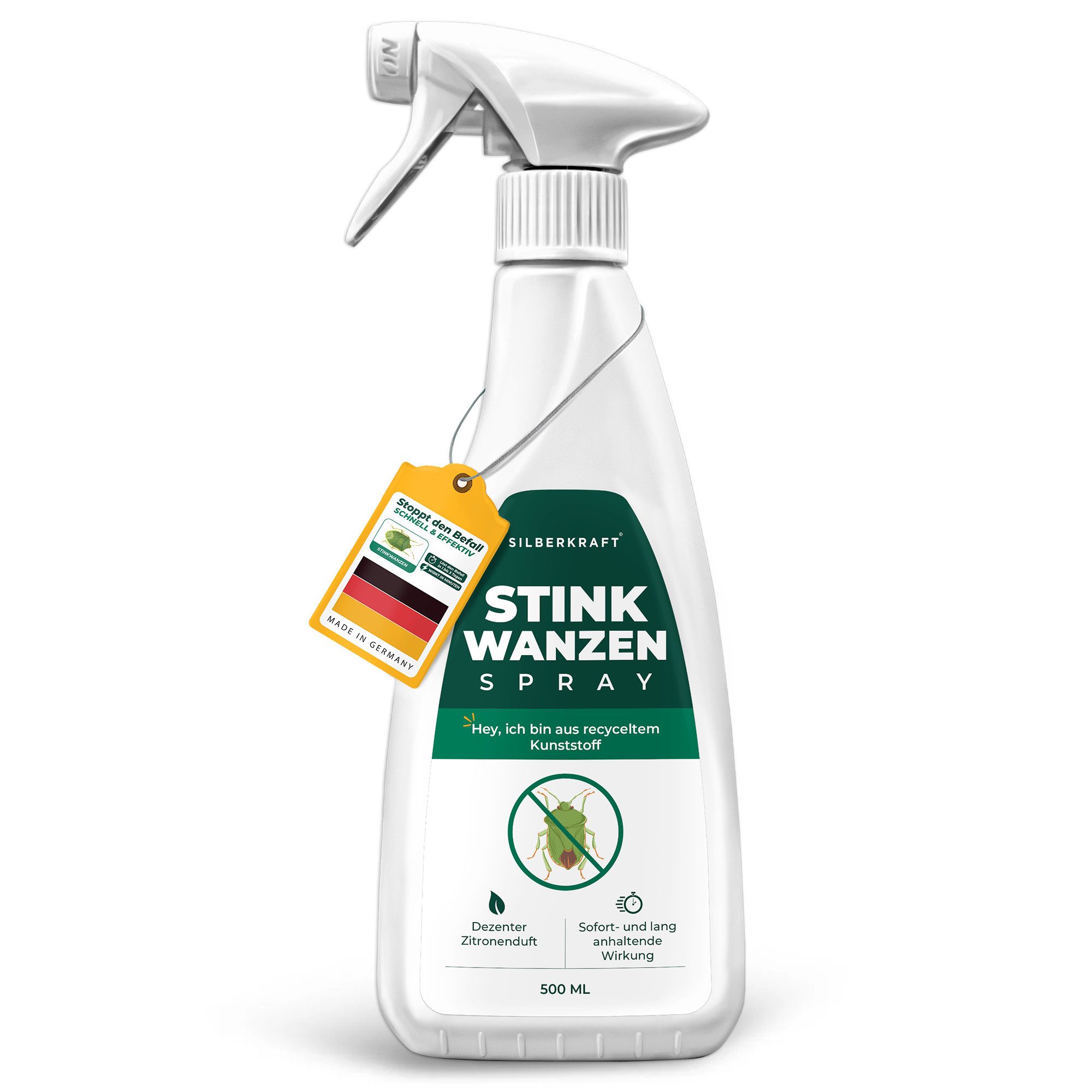 Silberkraft Insektenspray Silberkraft Stinkwanzenspray, Effektiver Sofort- und Langzeitschutz, 500 ml, Anti Stinkwanzen Spray, Stinkwanzen effektiv vertreiben, 1-St., Für den Innen- und Außenbereich, Mit Repellent-Wirkung, ideal für Fenster, Türen, Fassaden, Wohnräume