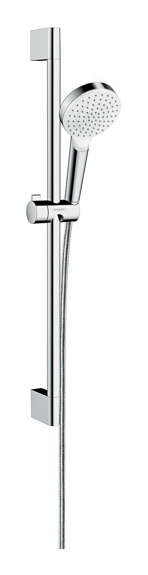 hansgrohe Stangenbrause-Set Crometta 100, Höhe 66.9 cm, 1 Strahlart(en), Brauseset 1jet EcoSmart mit Brausestange 650 mm - Weiß / Chrom | Brausegarnituren