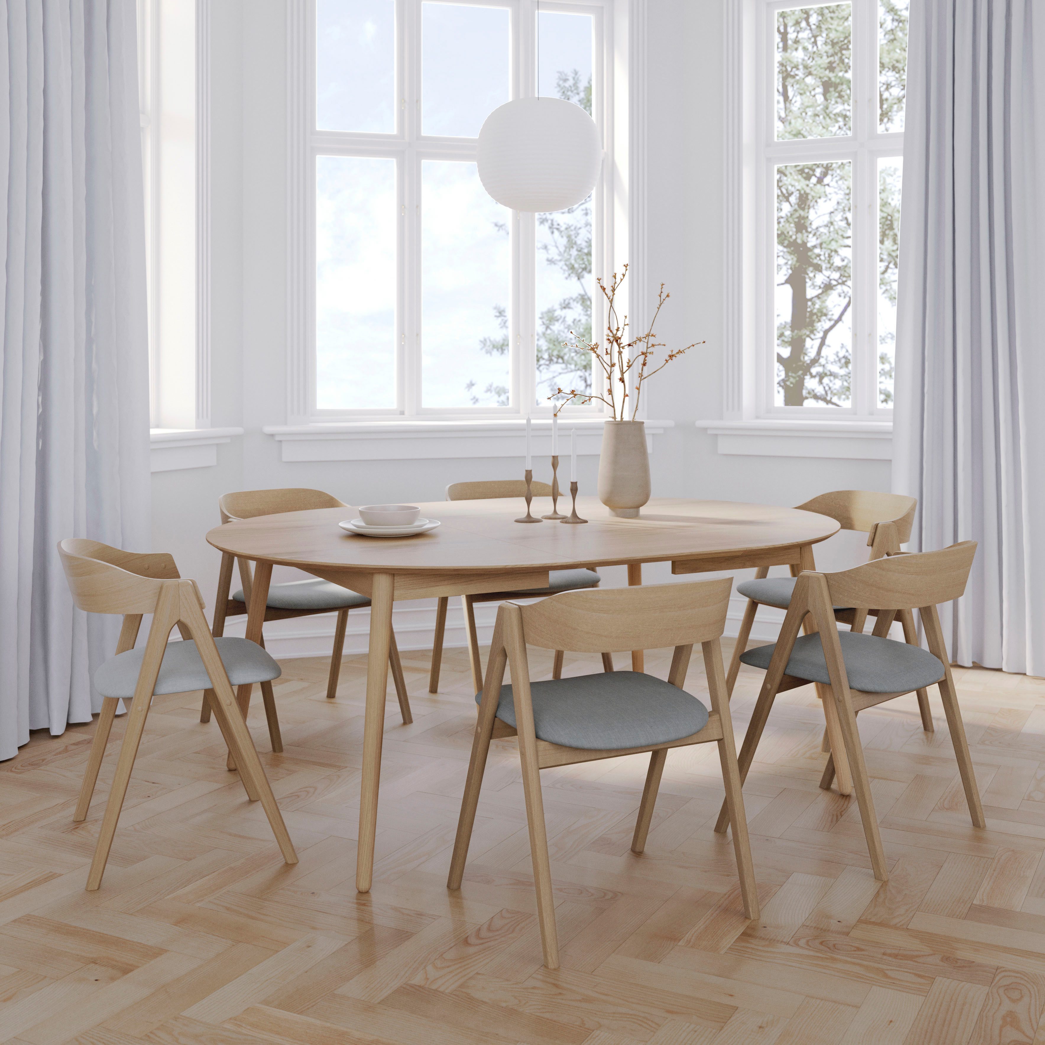 Hammel Furniture Esstisch Meza Designtisch mit Auszugsfunktion und 2 Einlegeplatten, Ø135(231) cm, runde Tischplatte aus MDF/Laminat, Massivholzgestell – Bild 2 von 5