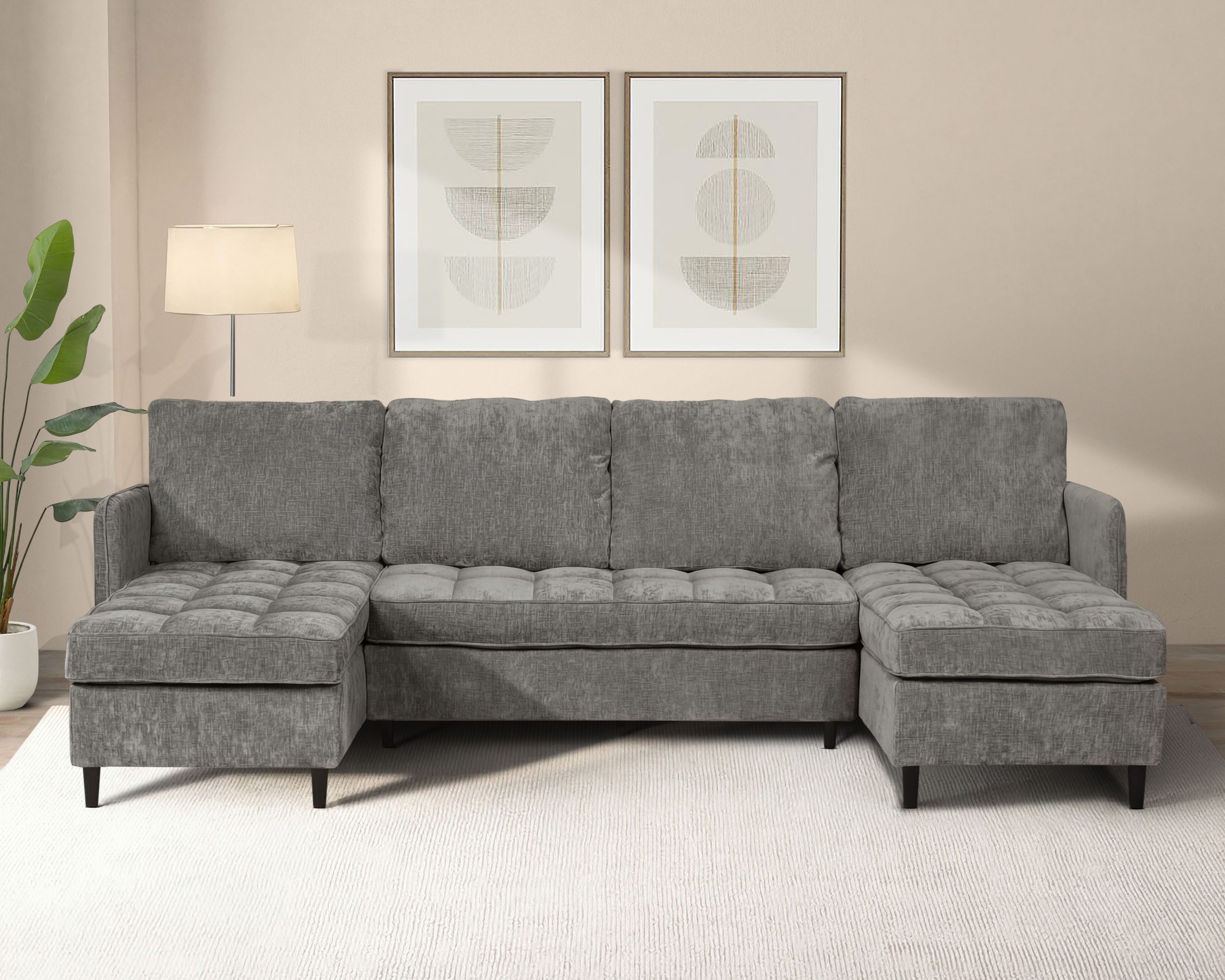 Dorel Home Wohnlandschaft LINDHUS, U-Form, Breite 250 cm, verschiedene Stellvarianten, Modulsofa, Recamiere, Stauraum, Cord und Chenille-Bezug