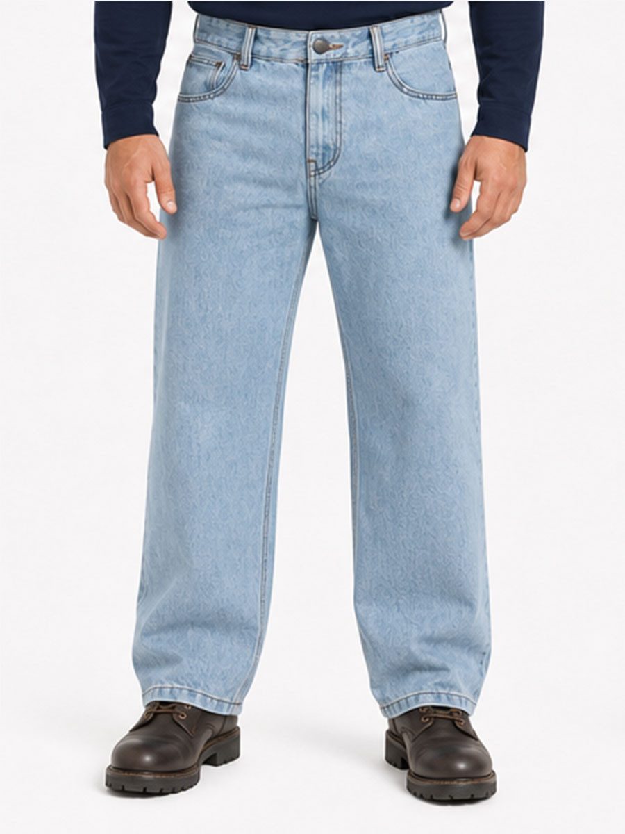 YOUTHUP Loose-fit-Jeans Herren Baggy Jeans Lockerer Passform Klassischer Stil mit 5 Taschen