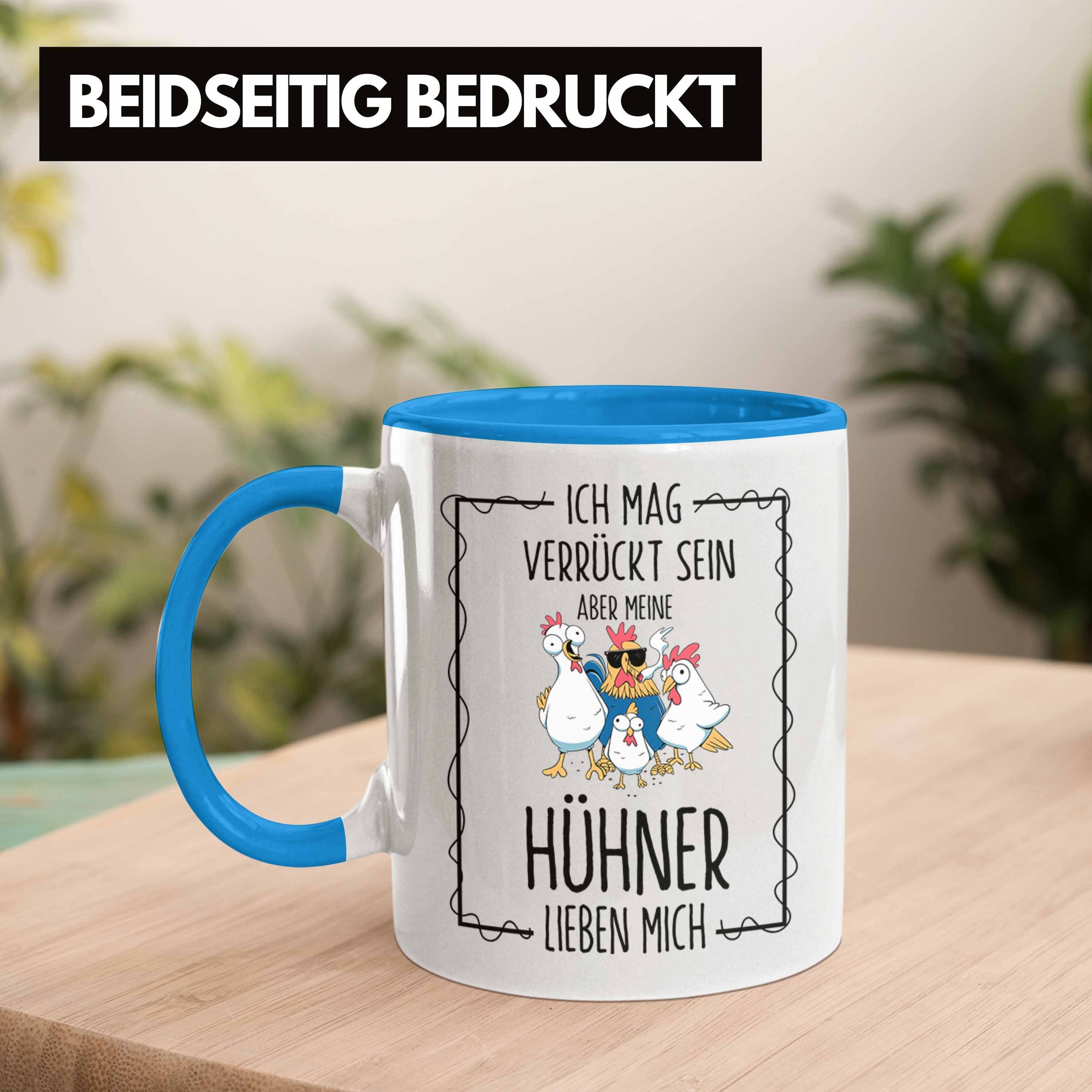 Geschenkidee mit Hühner für Hühnerliebhaber Blau Trendation Lustige Tasse Tasse Spruch -