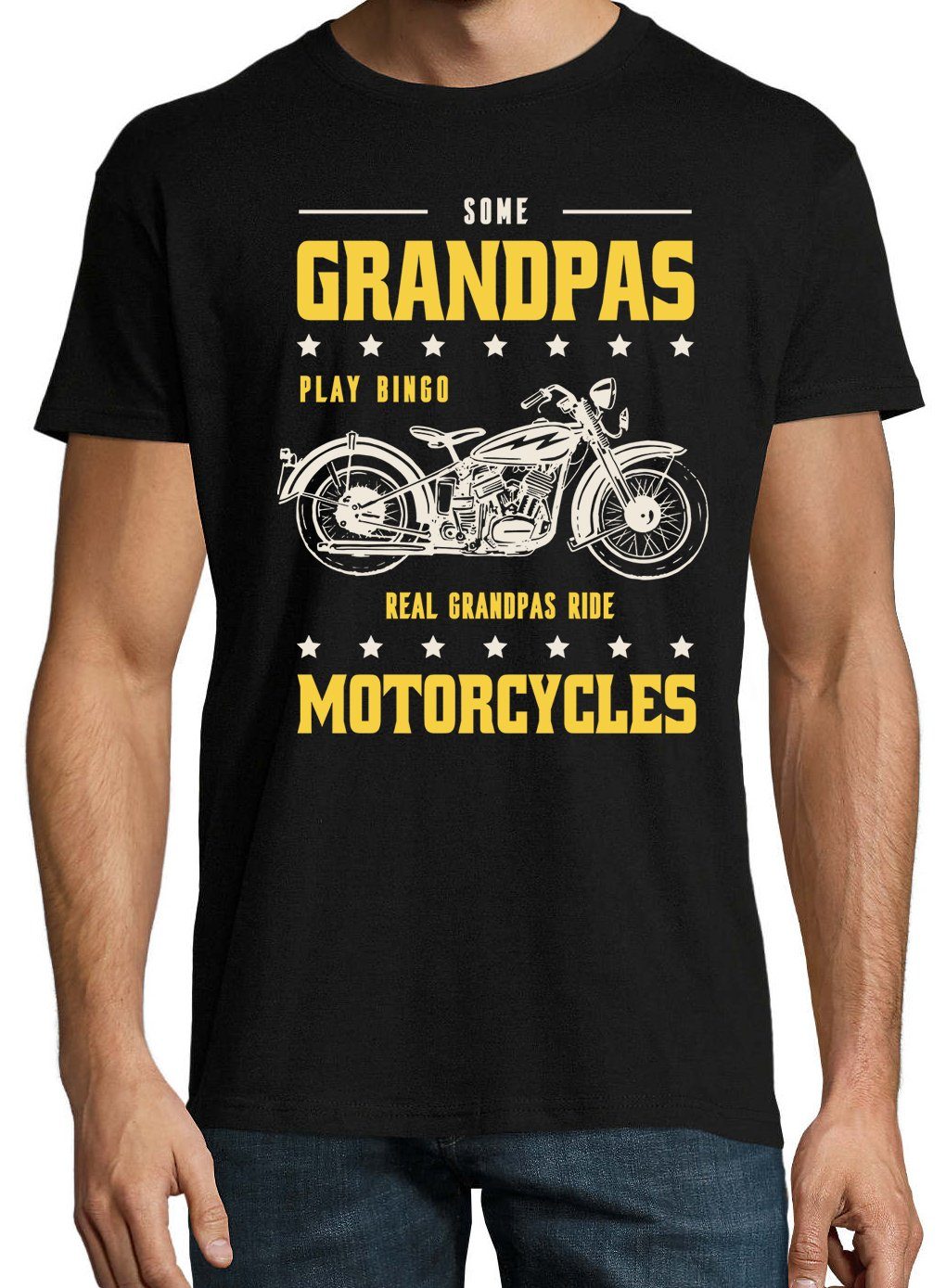 "Real Shirt Frontprint Youth Motorcycles" mit Designz trendigem Grandpas T-Shirt Schwarz Herren Ride