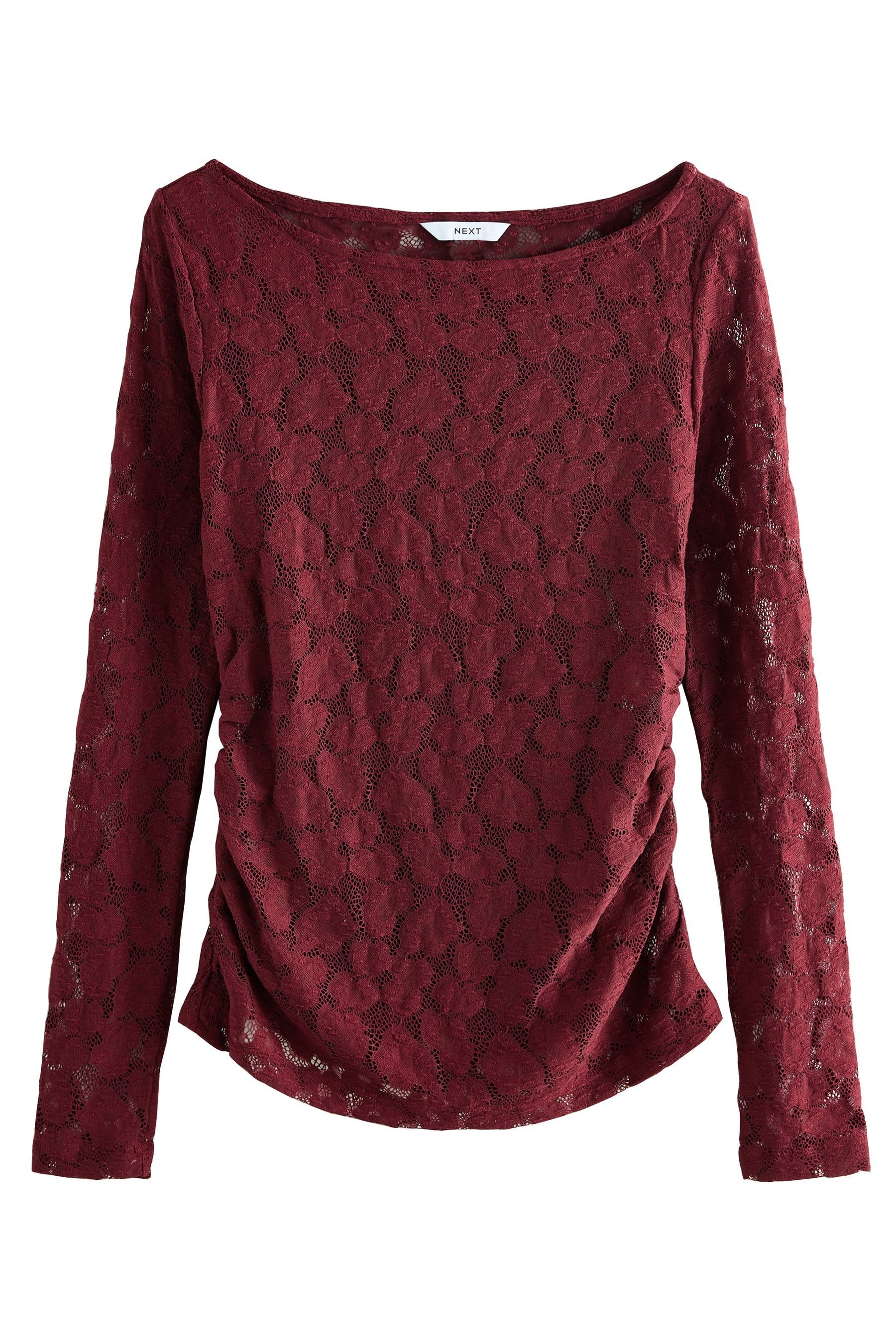 Next Langarmbluse Langarmoberteil mit U-Boot-Ausschnitt und Spitze (1-tlg) günstig online kaufen