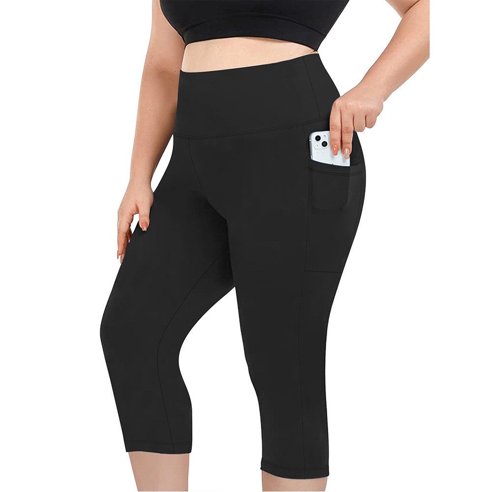 Blusmart Yogashorts Sporthose mit hoher Taille für Damen in großen Größen (Mit Taschen, atmungsaktiv und schweißabsorbierend, 1-tlg., 136 kg tragen kann) Geeignet für Sport und Freizeit